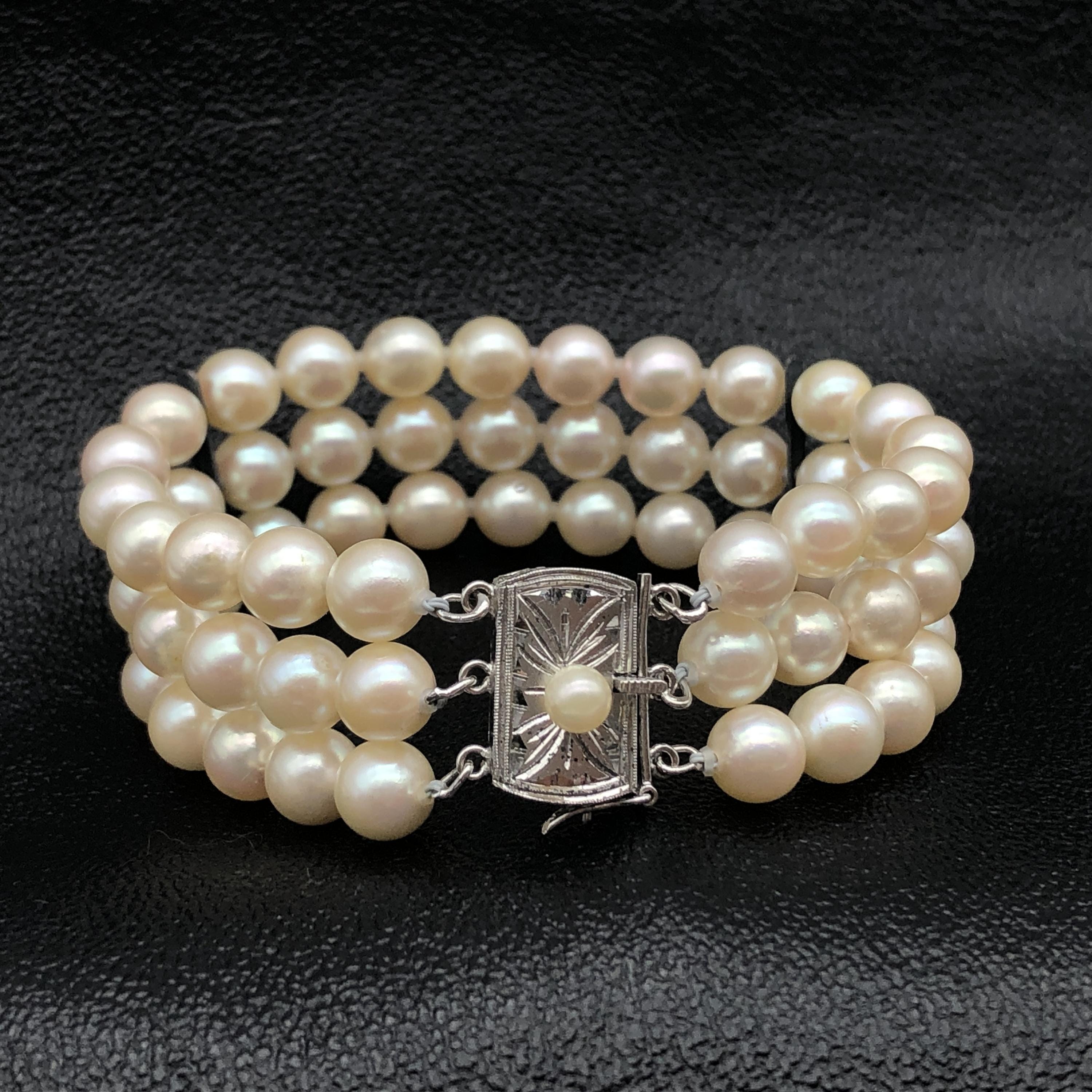 Custom Jewelry Custom Jewelry Pearl String Bracelet, P(7.0~7.5mm), SV, 37.4g, 6.2inch C297422