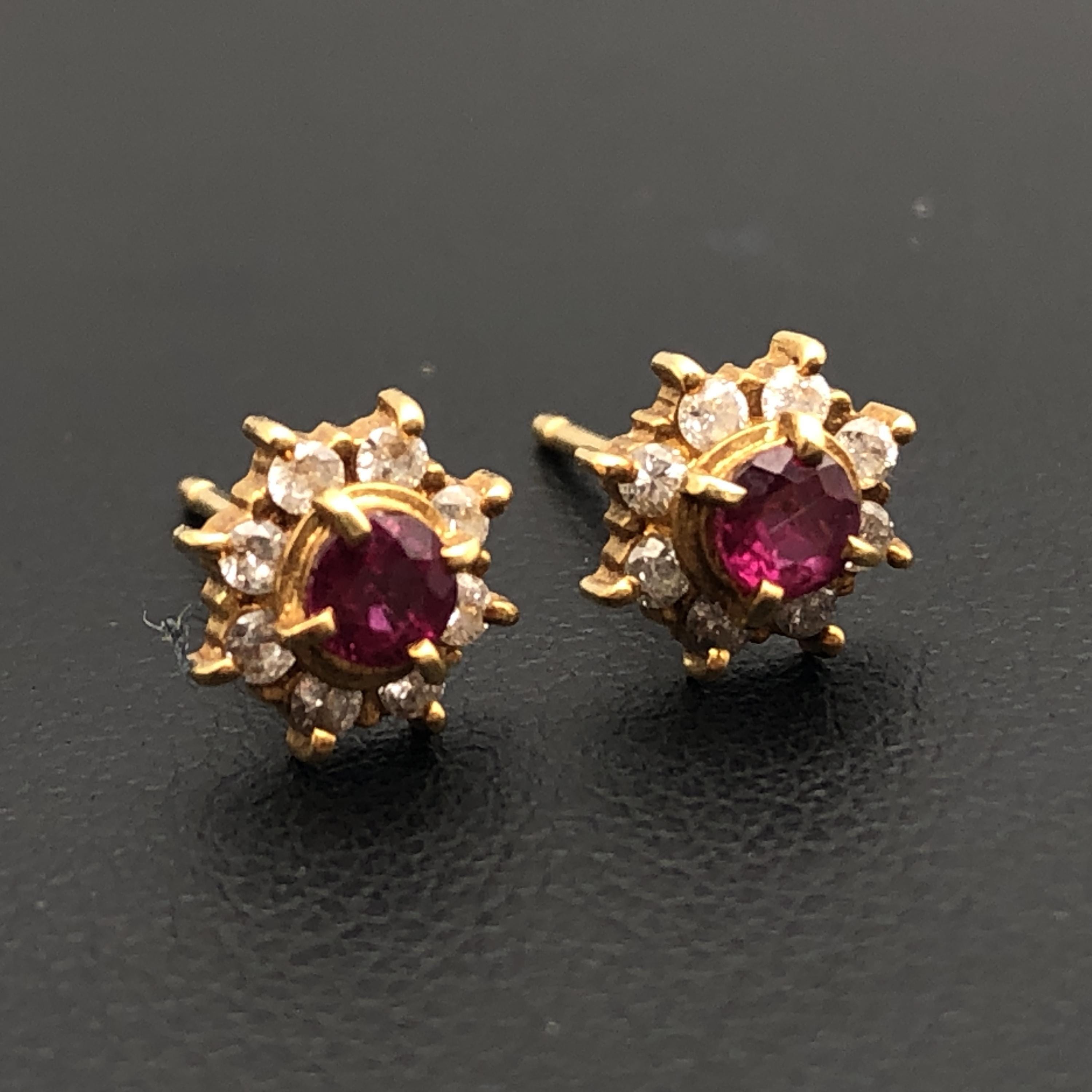 Custom Jewelry Custom Jewelry Ruby & Diamond Pierces, R(0.12ct/0.12ct), K18YG, 1.4 C355695