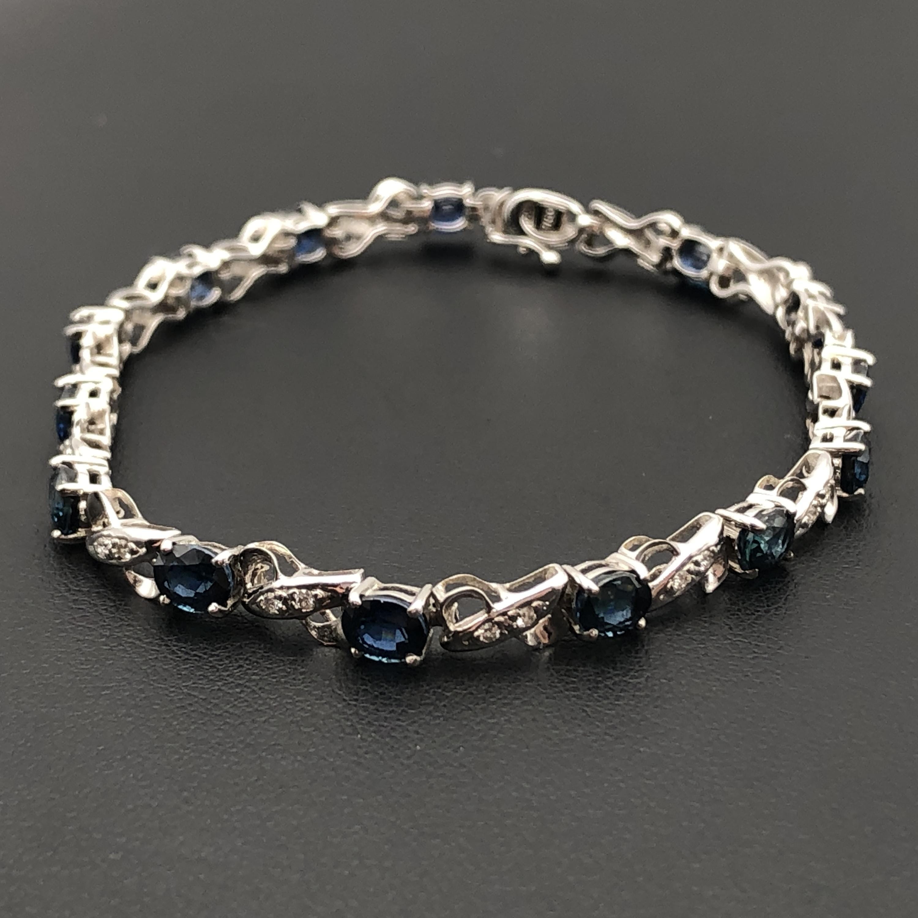 Custom Jewelry Custom Jewelry Sapphire & Diamond Bracelet, WG750, 9.4g, 7inch C297199