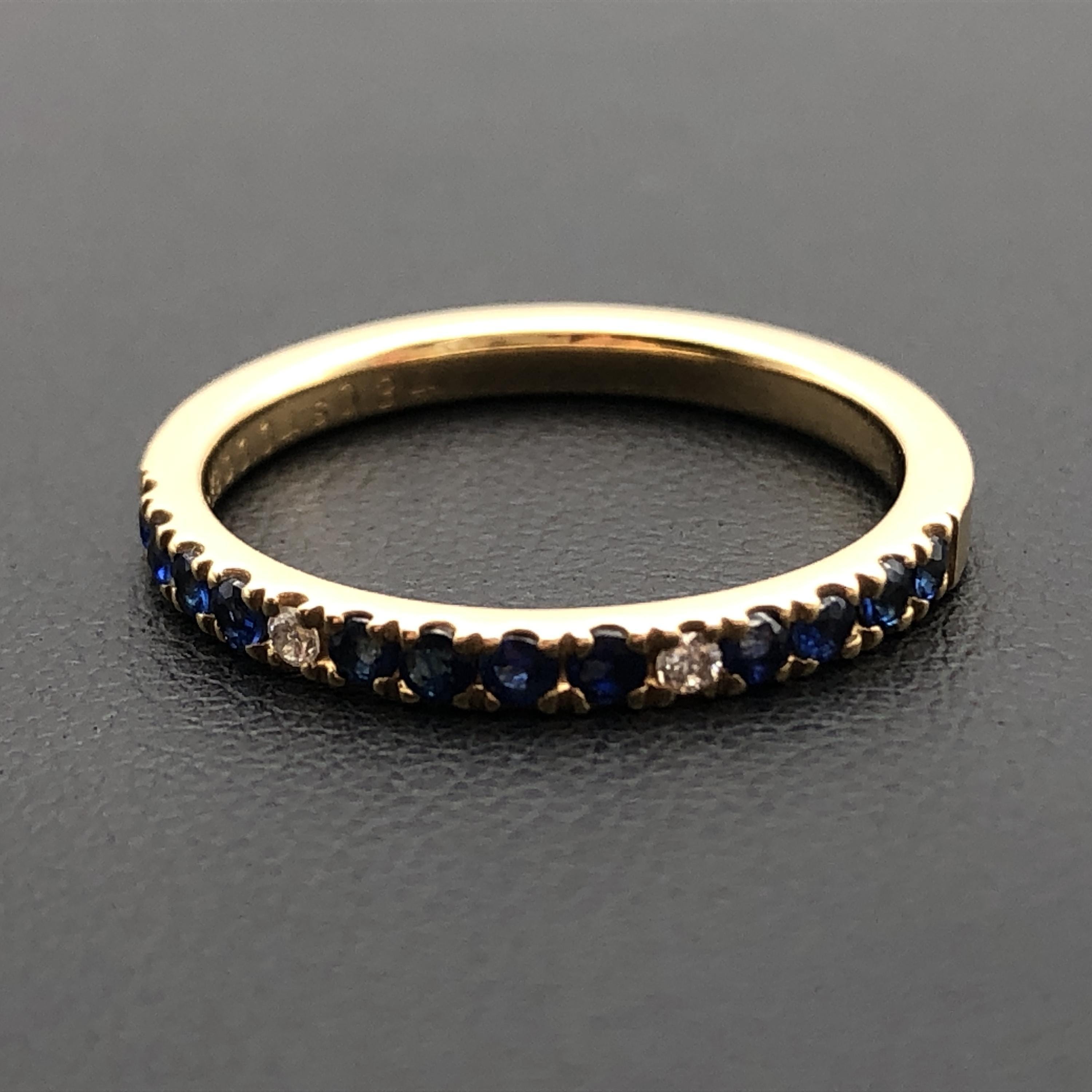 Custom Jewelry Custom Jewelry Sapphire & Diamond Ring, S(0.34ct), D(0.04ct), K18YG, 2.8g, US Size 6.5 C387045