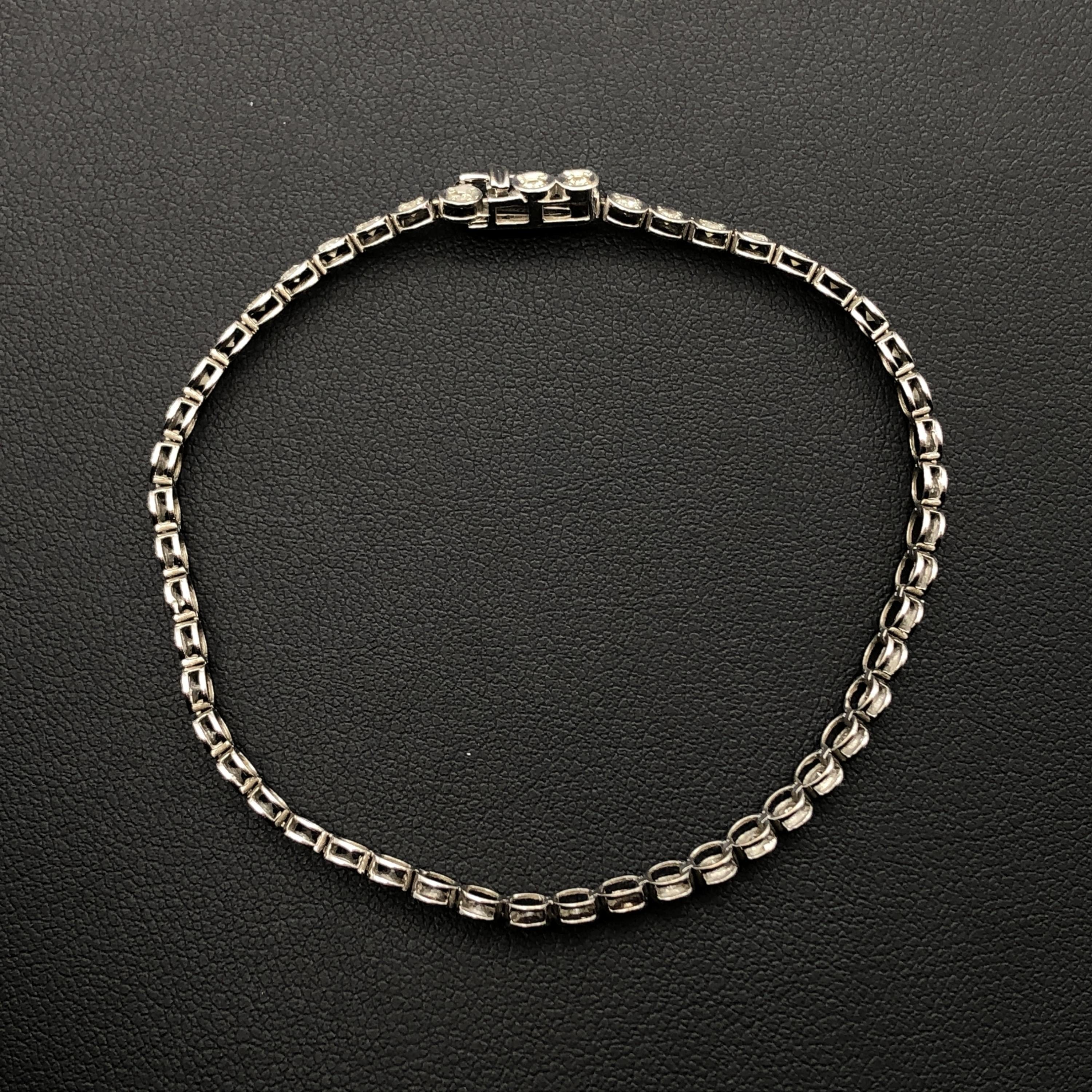 Custom Jewelry Custom Jewelry Tennis Diamond Bracelet, D(1.00ct), K18WG, 5.2g, 6.8inch C355641