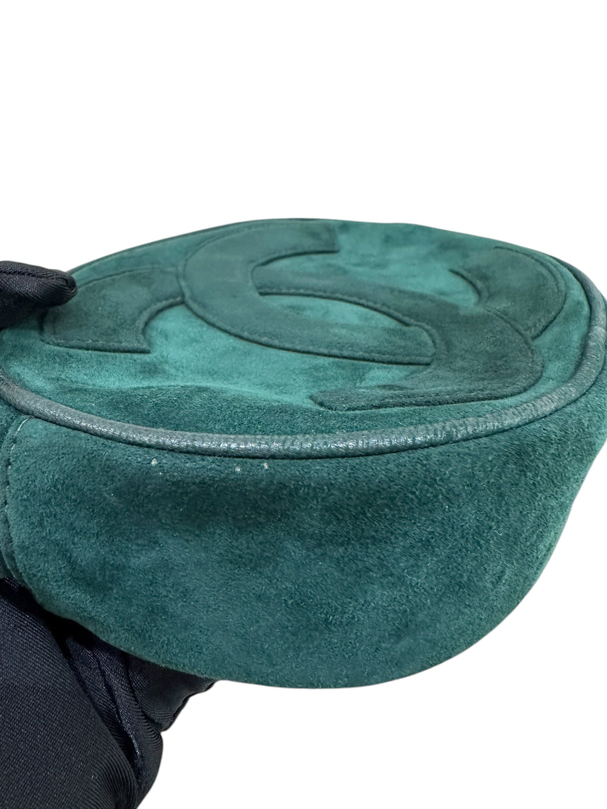 Chanel Vintage Green Suede Tassel Oval CC Bag