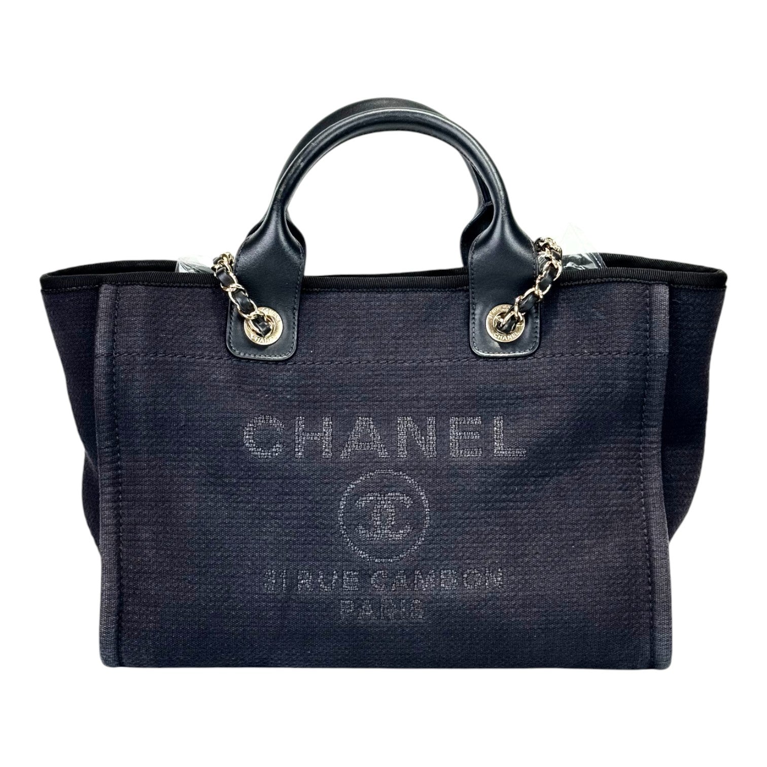 Chanel Dark Blue Deauville Small Tote Bag
