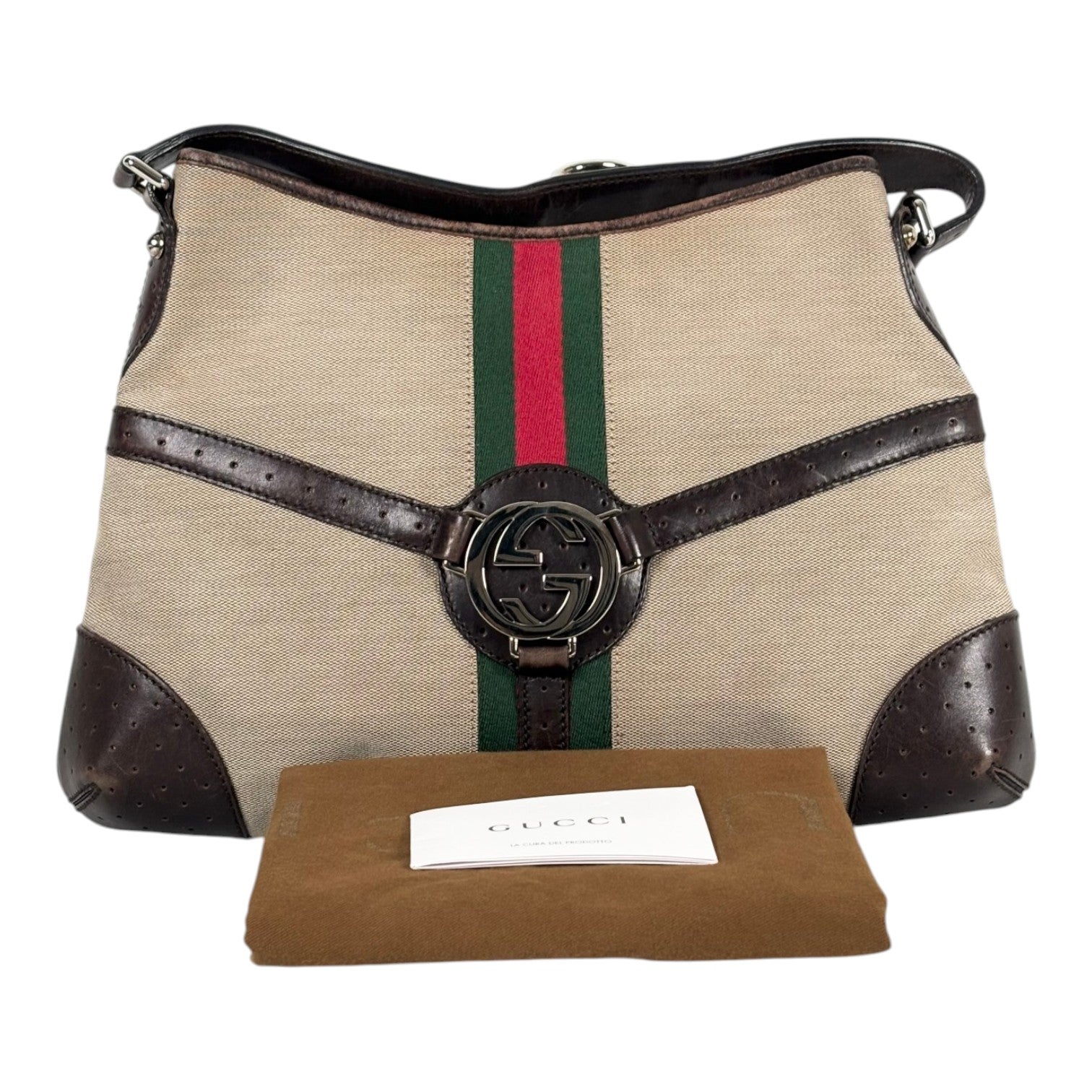 Gucci Beige Canvas Shoulder Bag