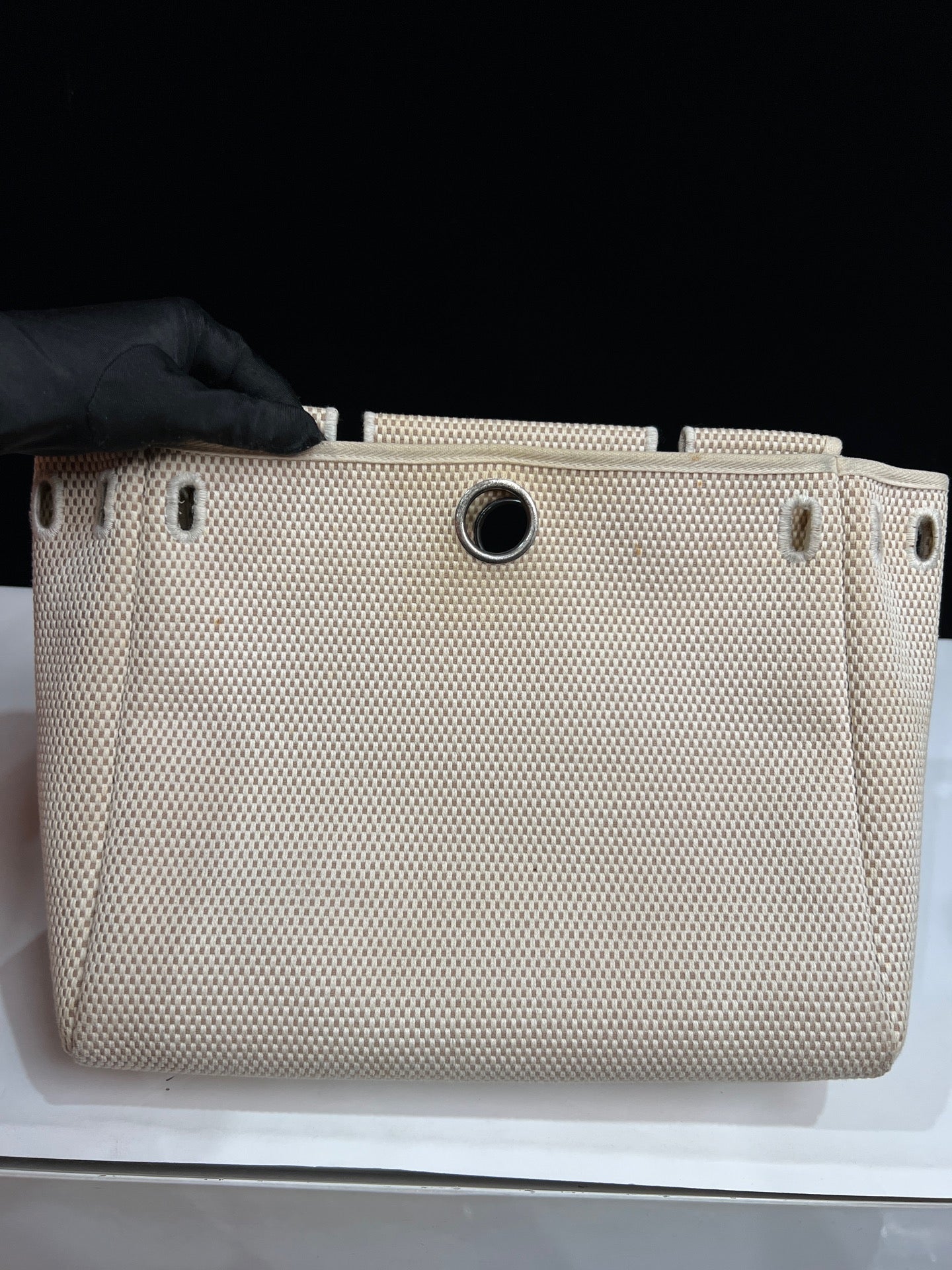 Hermès Herbag 31 Black Canvas Tan Leather Palladium Hardware G Stamp