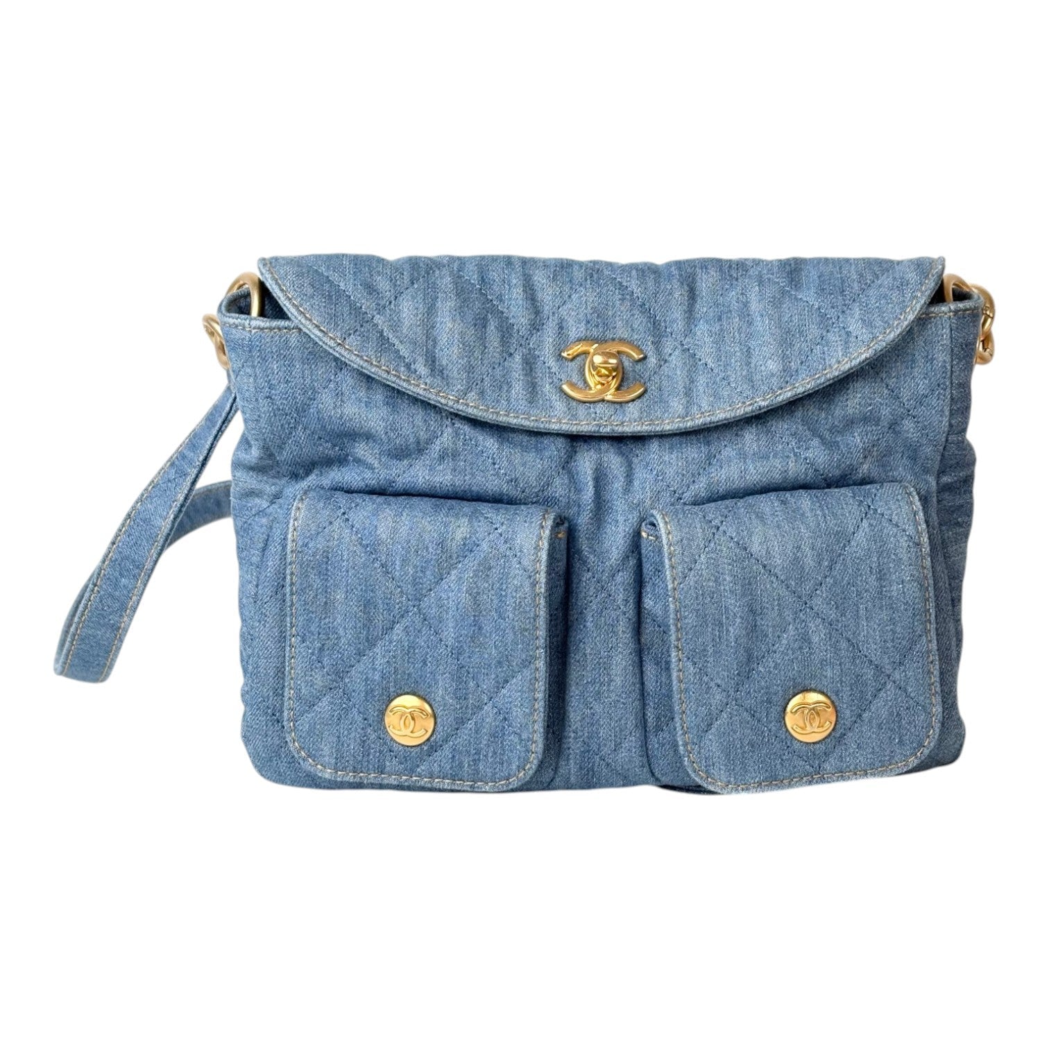 Chanel Small Denim Hobo with Double Pocket Bag