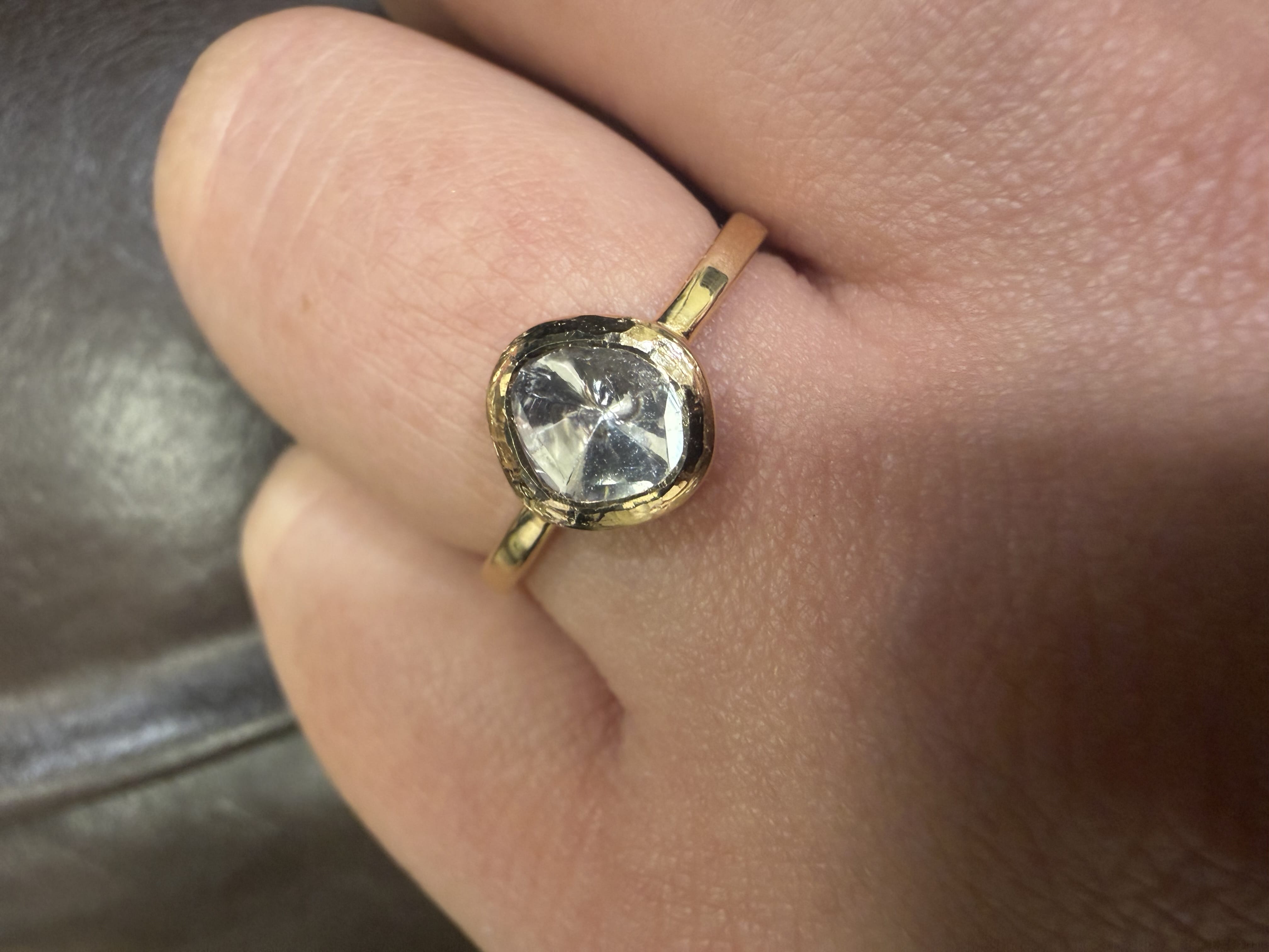 David Harry Jewels 18K Gold Polki Diamond ring single band