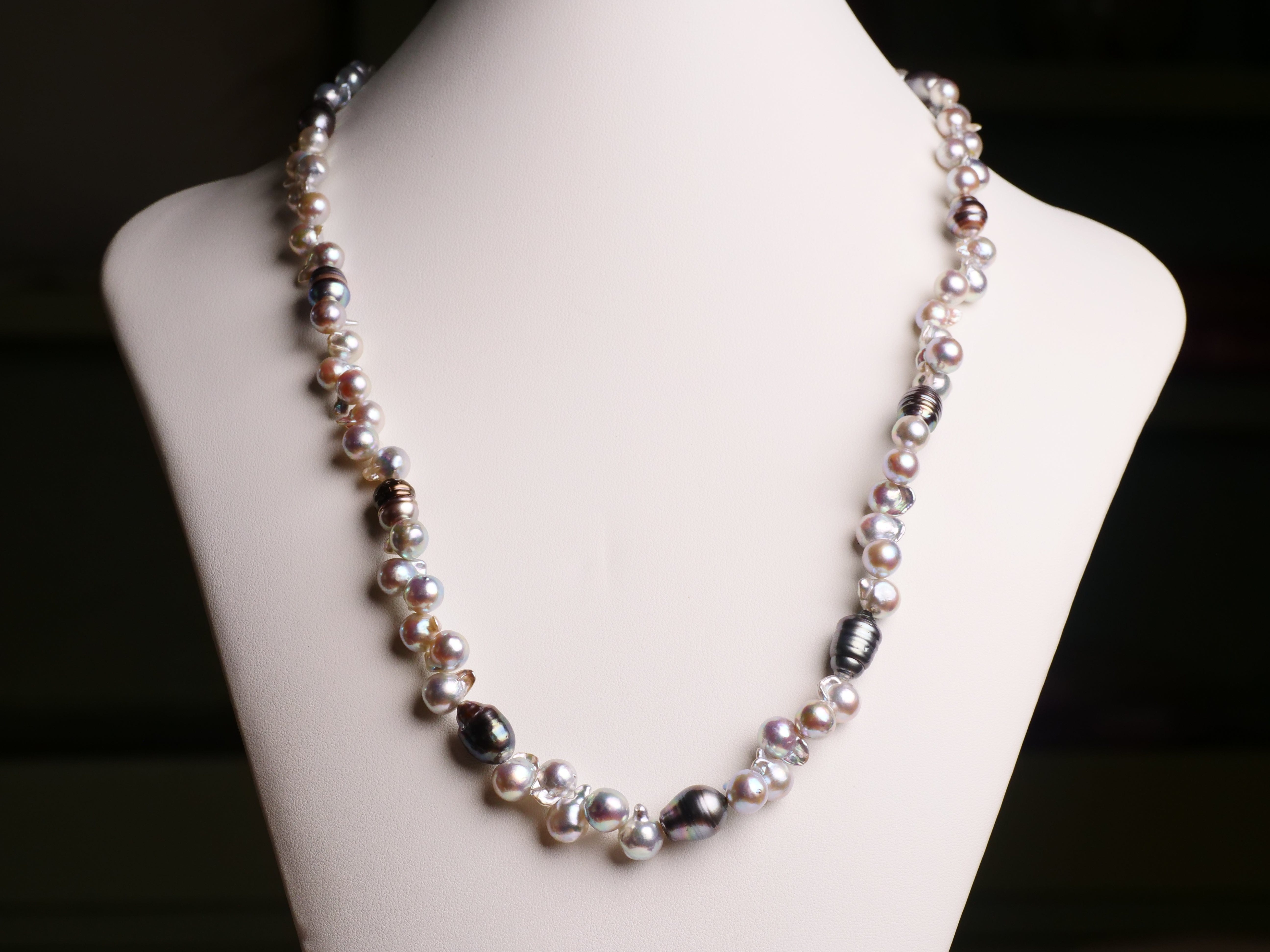 David Harry Jewels Blue Akoya and Tahitian pearl 24inch Necklace