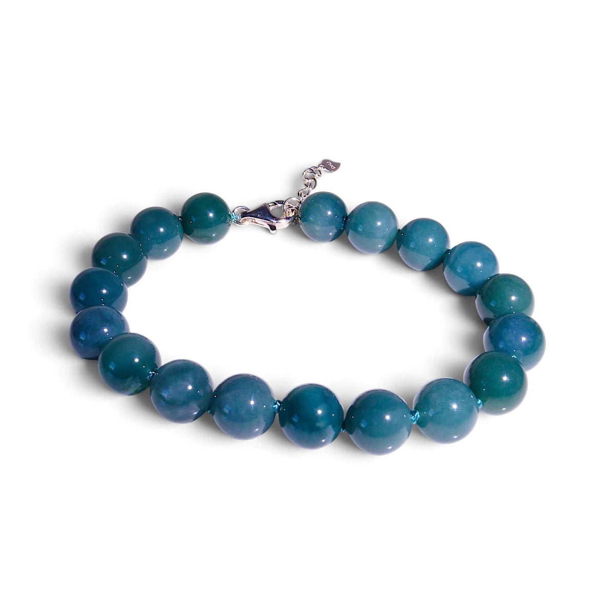 David Harry Jewels Type A Blue Jadeite 13mm Beaded Bracelet