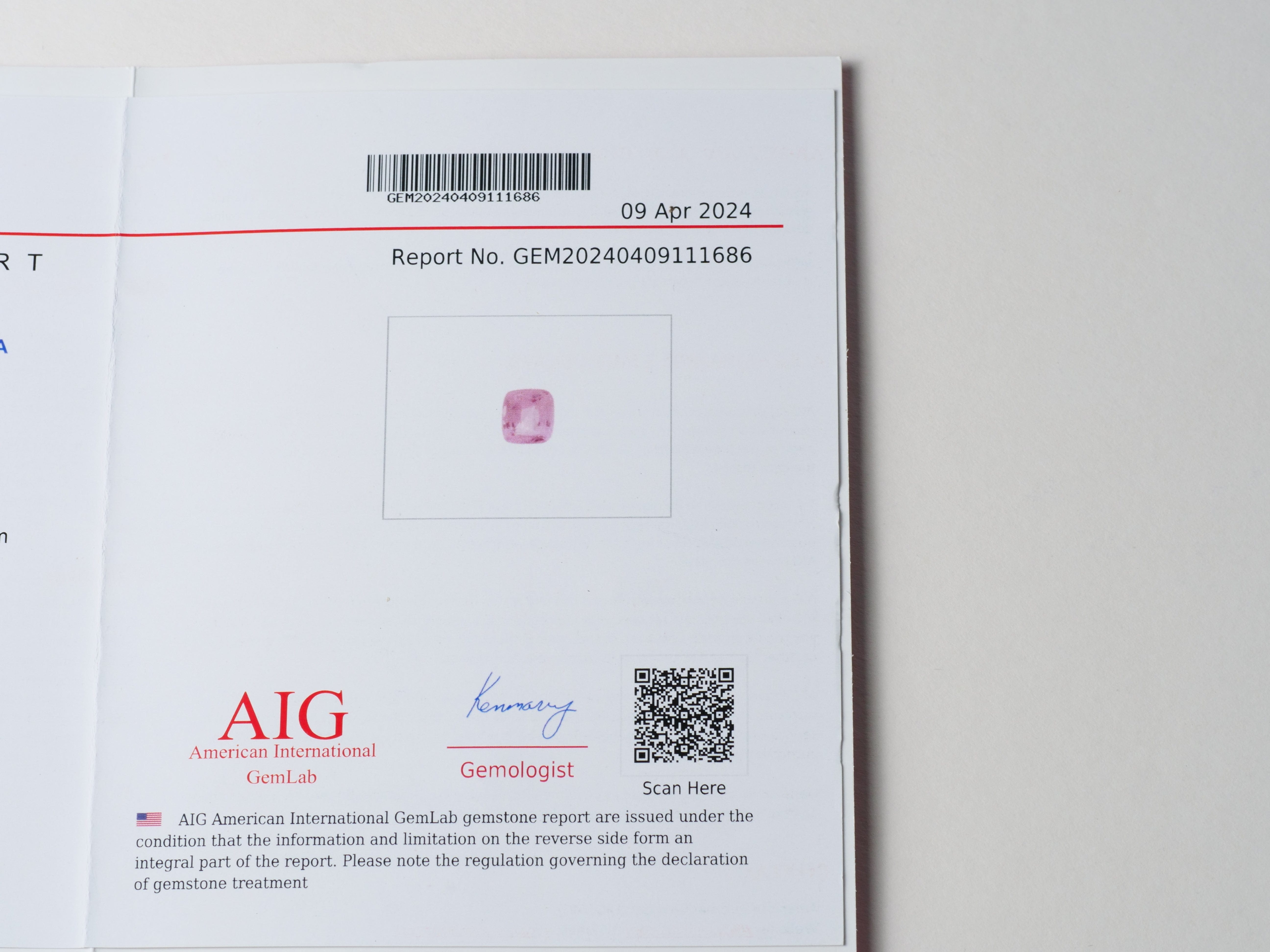 David Harry Jewels Certified No heat 1.59ct Padparadscha Sapphire