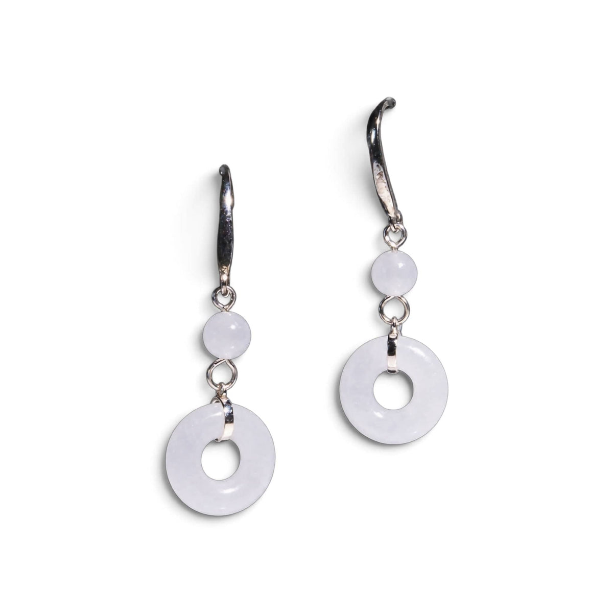 David Harry Jewels White Khotan Mutton Fat Huaigu Earrings in 925 Sterling Silver