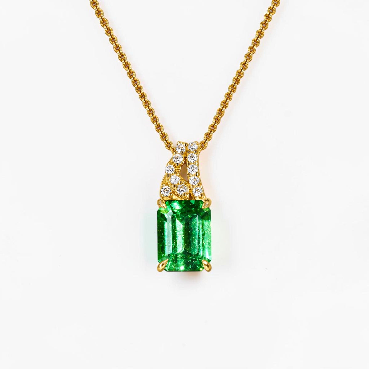 David Harry Jewels 1.11ct Tsavorite Garnet and Diamond Pendant in 18ct Yellow Gold