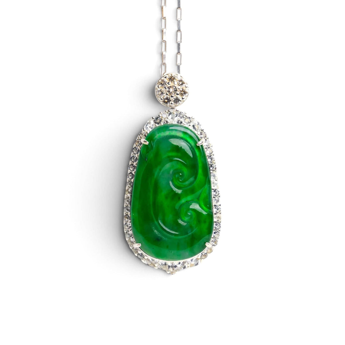 David Harry Jewels Type A Fei Cui Imperial Jadeite Ruyi Pendant