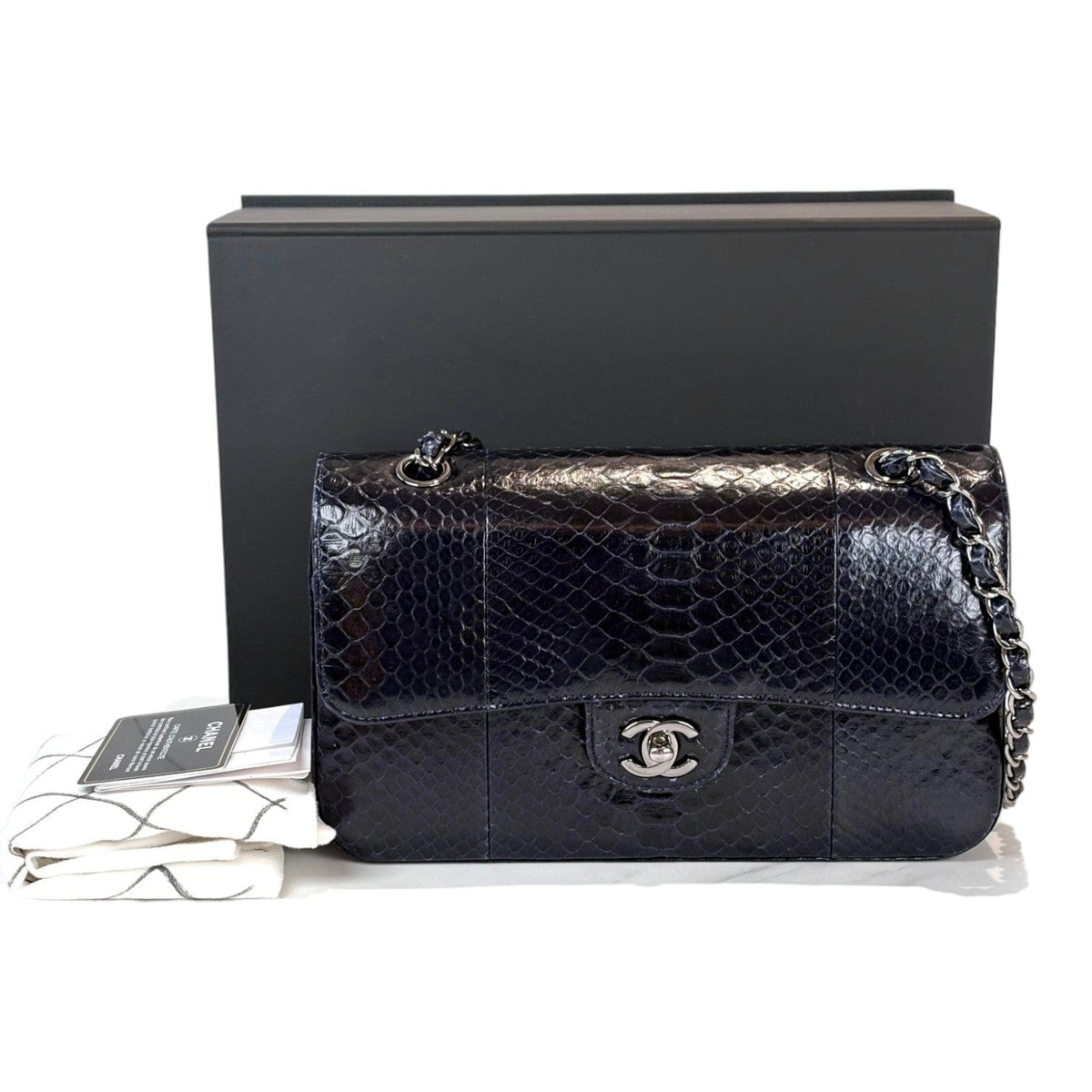 Chanel Classic Flap Medium Midnight Blue Python Bag – Luxury Promise