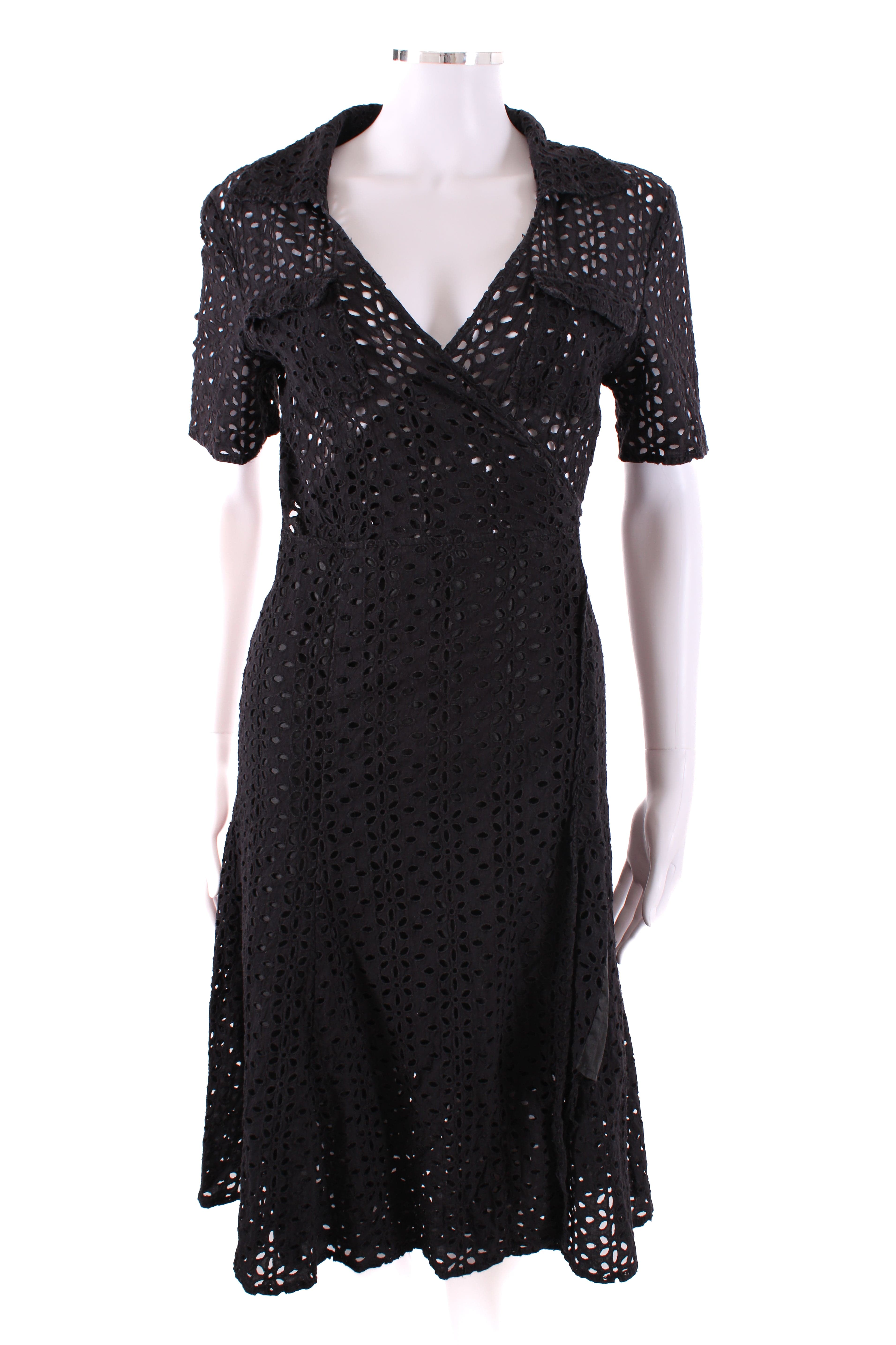 Diane Von Furstenberg Diane Von Furstenberg Broderie Wrap Dress Black 10