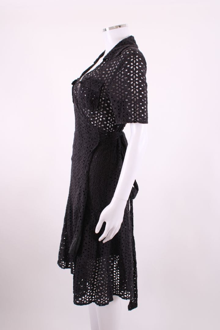 Diane Von Furstenberg Diane Von Furstenberg Broderie Wrap Dress Black 10