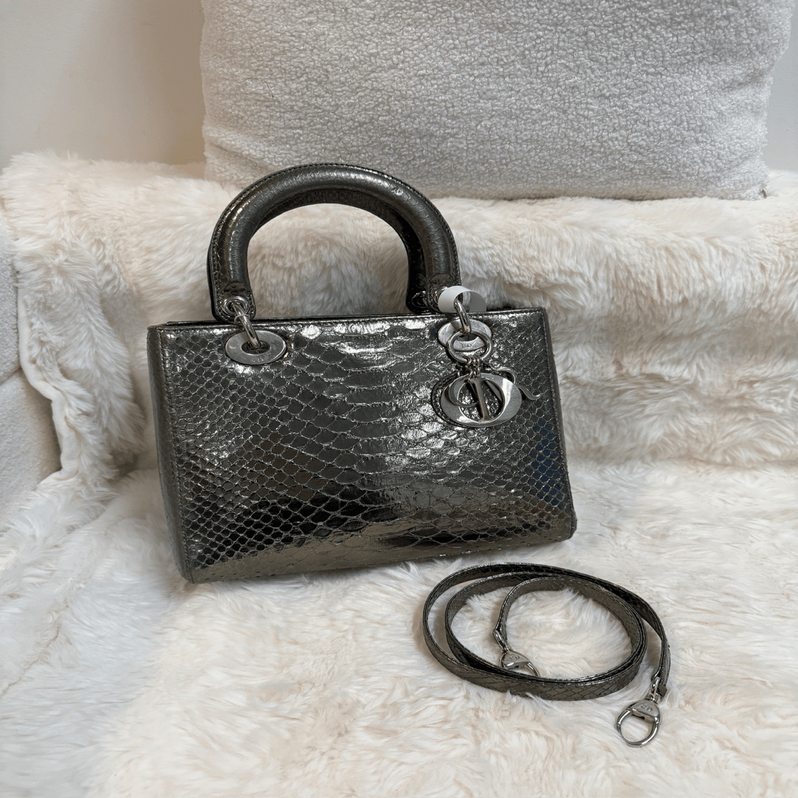 Dior Dior Dior metallic gold python skin lady bag AKC0542