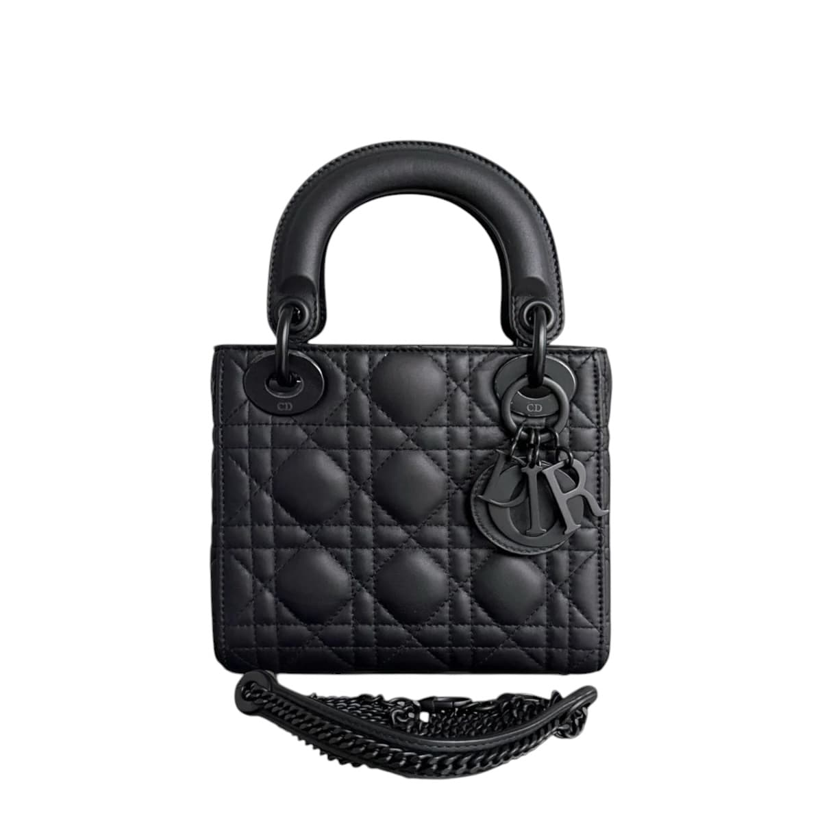 Dior DIOR LADY MINI - CANNAGE CALFSKIN SO BLACK BLACK HARDWARE CHAIN STRAP SYCM639