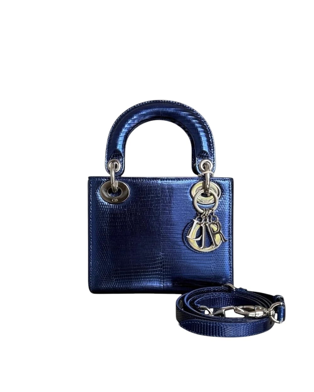 Dior DIOR LADY MINI - EXOTIC LIZARD BLUE SILVER HARDWARE SYCM636