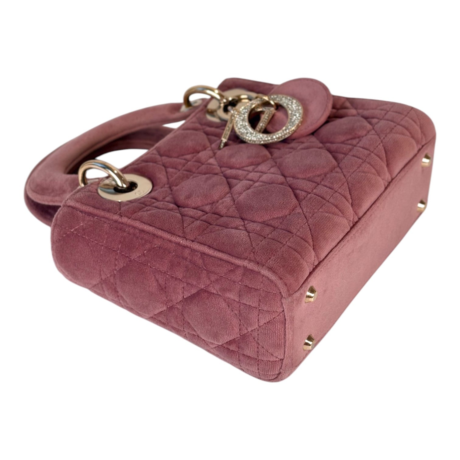 Dior Dior Lady Dior Mini Old Pink Velvet Bag