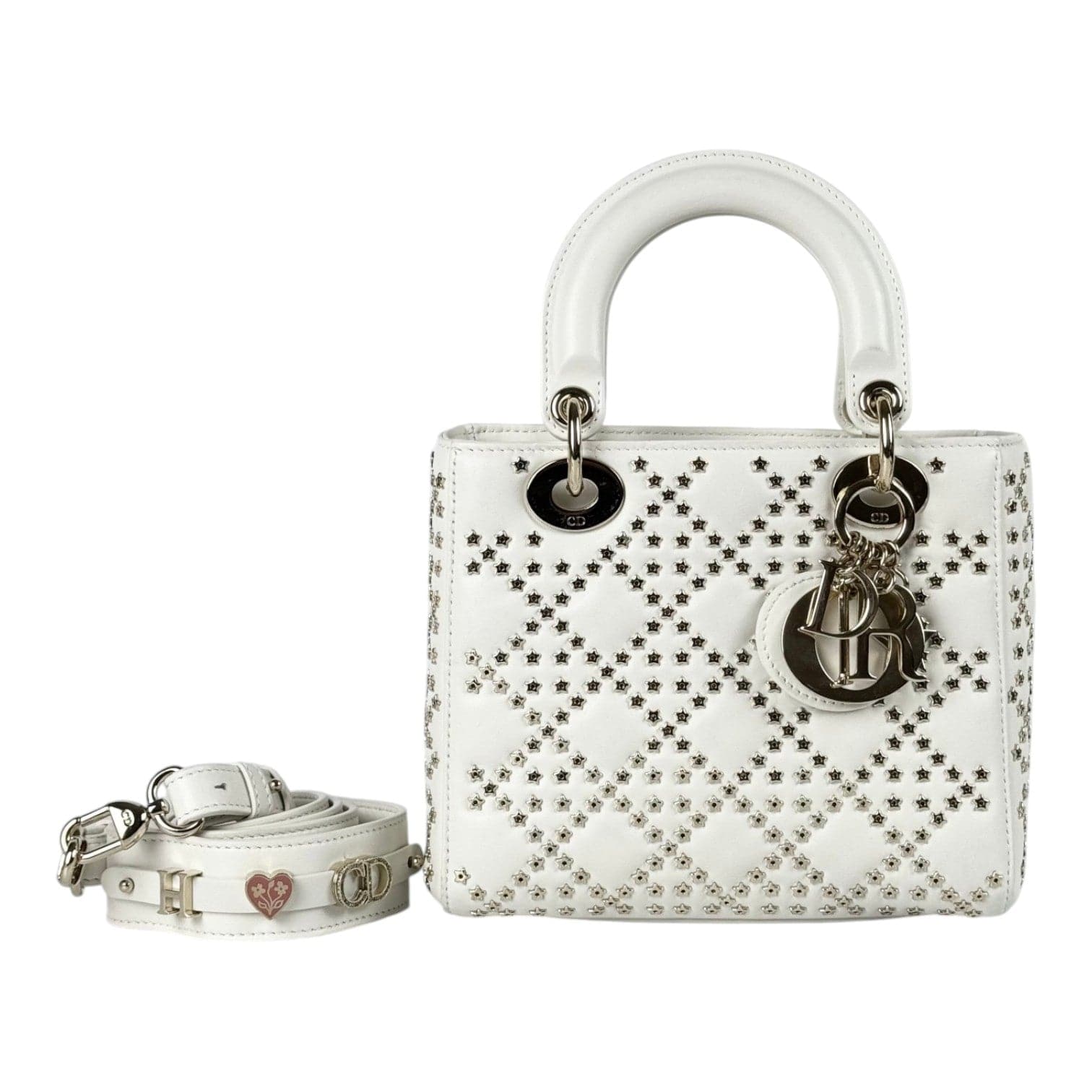 Dior Dior Small Light Cream Lady Dior with Gold Star Studs