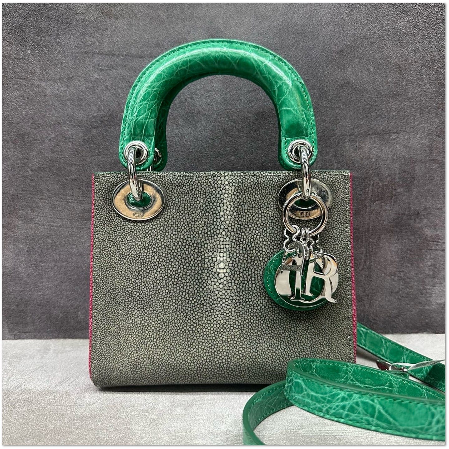 Dior Dior Galuchat Lady Dior with Green Crocodile Accents C19496934150