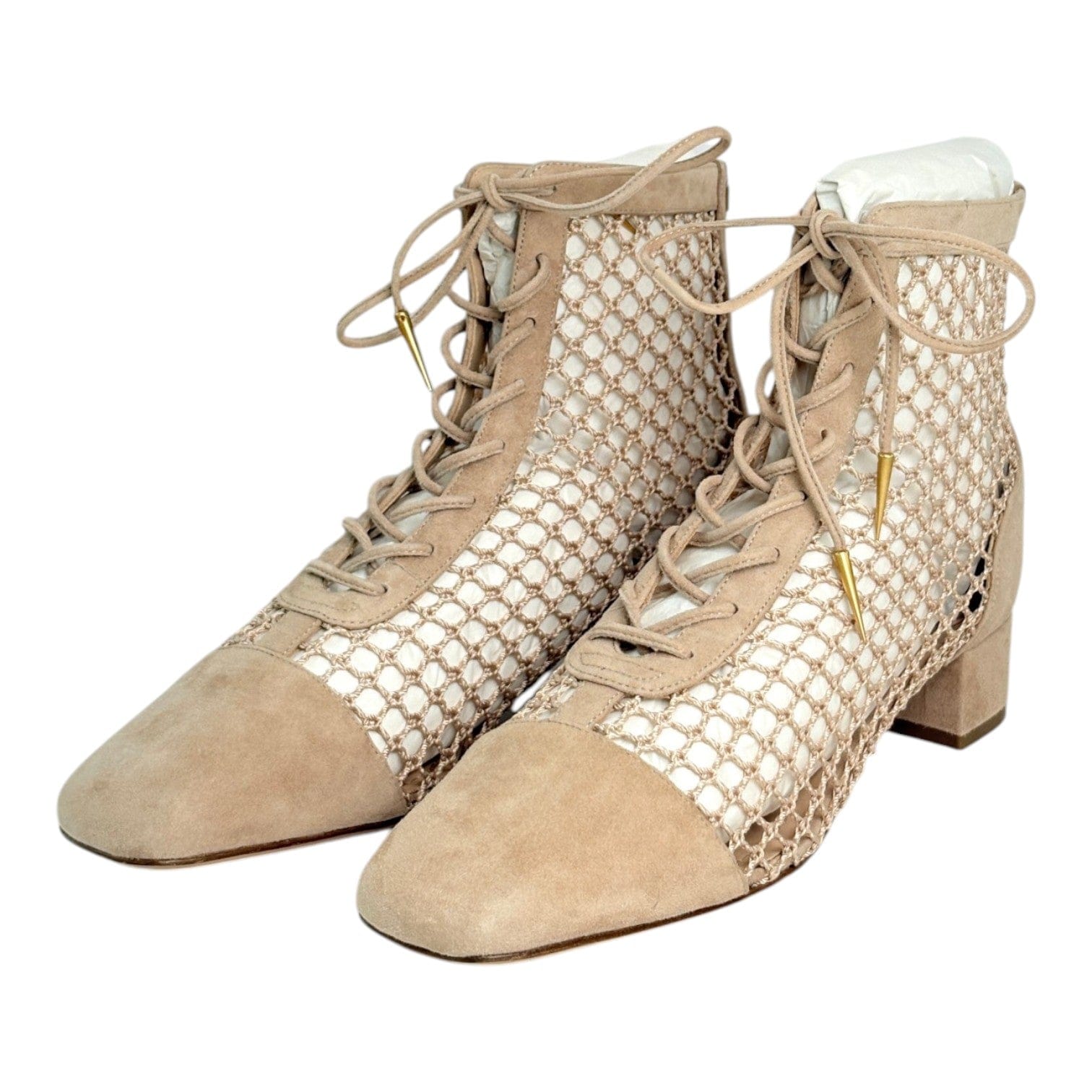 Dior Dior Suede & Resille Nude Boots - Size 37.5