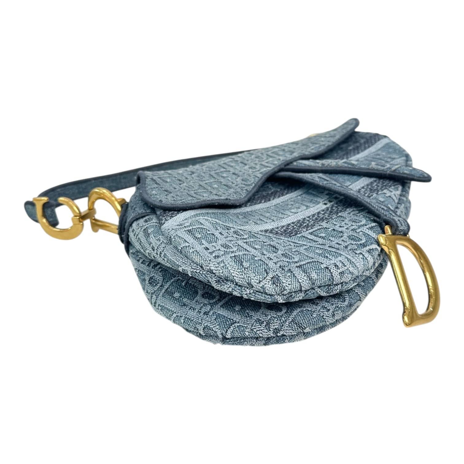 Dior Dior Blue Oblique Denim Saddle Bag