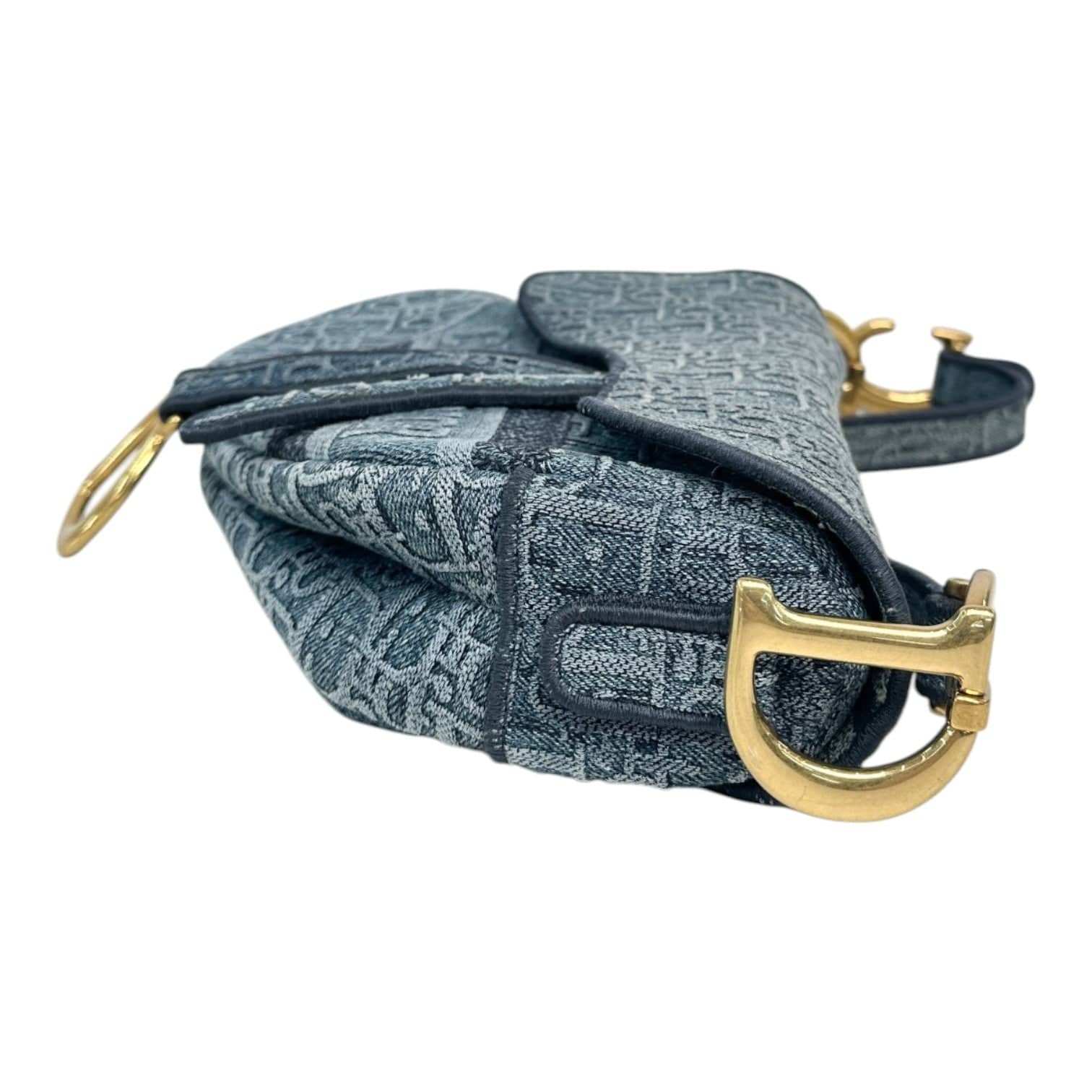 Dior Dior Blue Oblique Denim Saddle Bag
