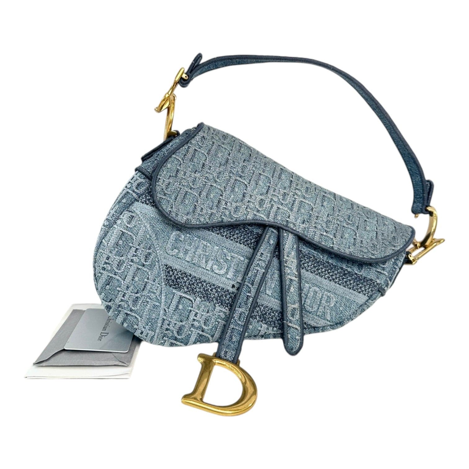 Dior Dior Blue Oblique Denim Saddle Bag