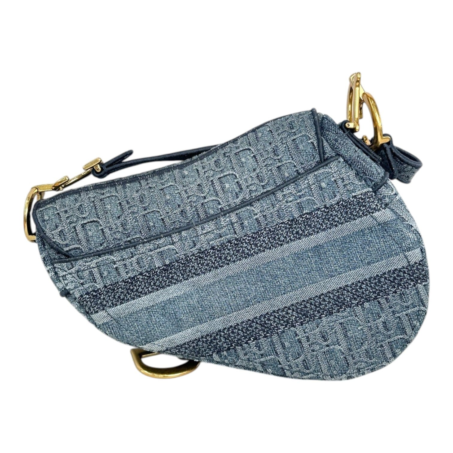 Dior Dior Blue Oblique Denim Saddle Bag