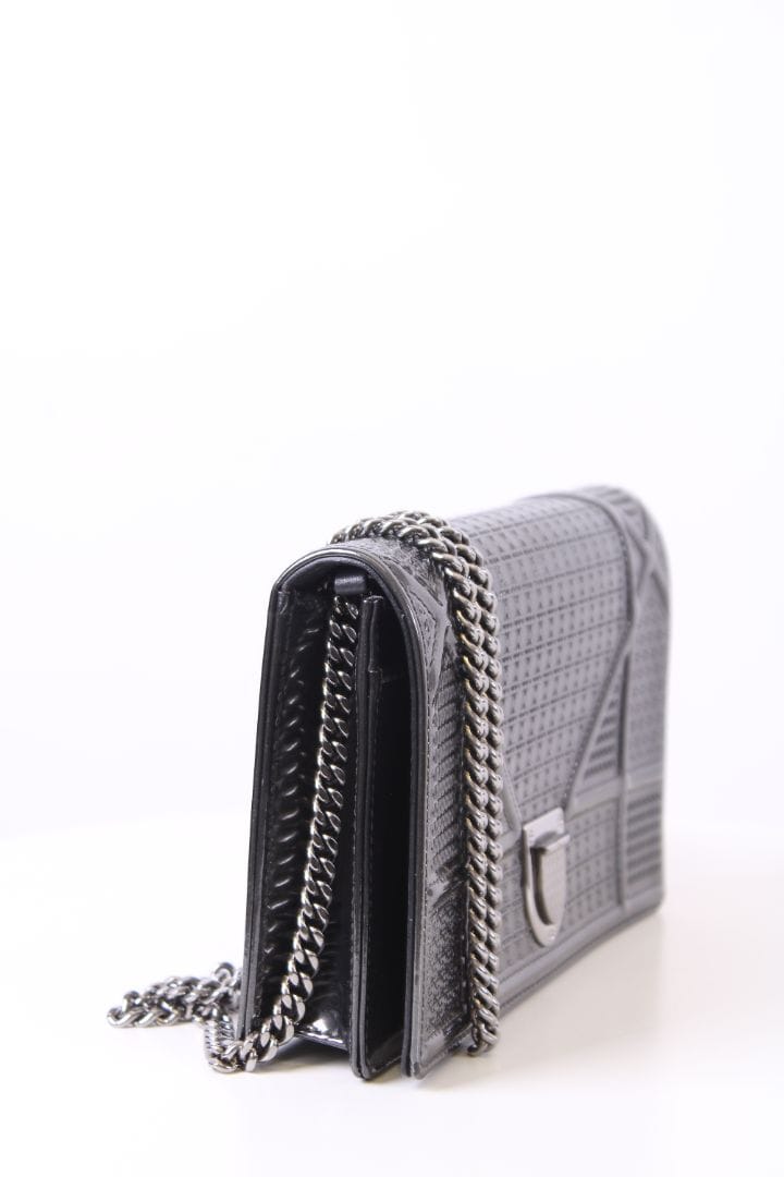 Dior Dior Diorama Cannage Wallet On Chain Bag Gunmetal