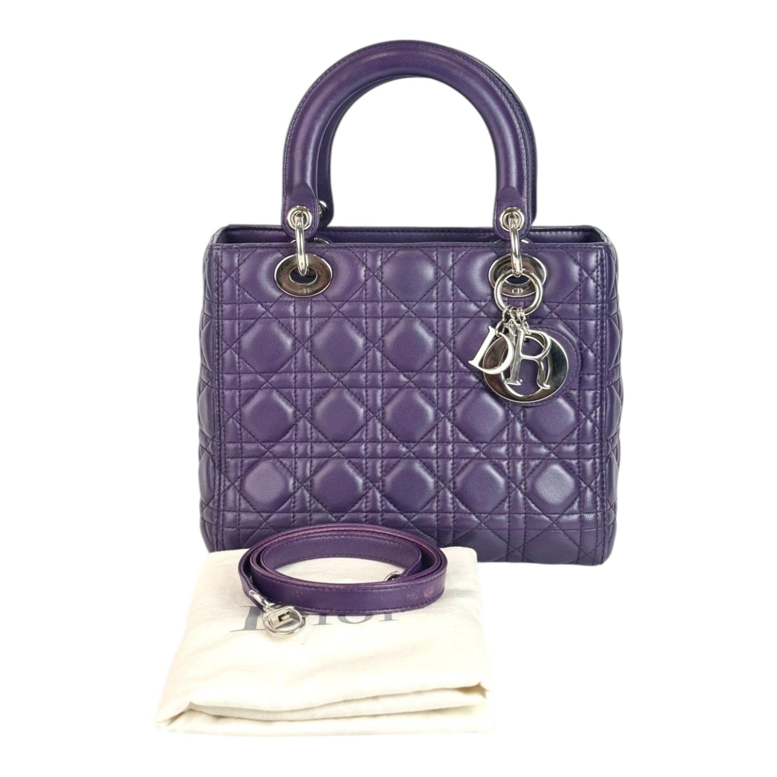 Dior Dior Lady Dior Medium Lambskin Purple Bag