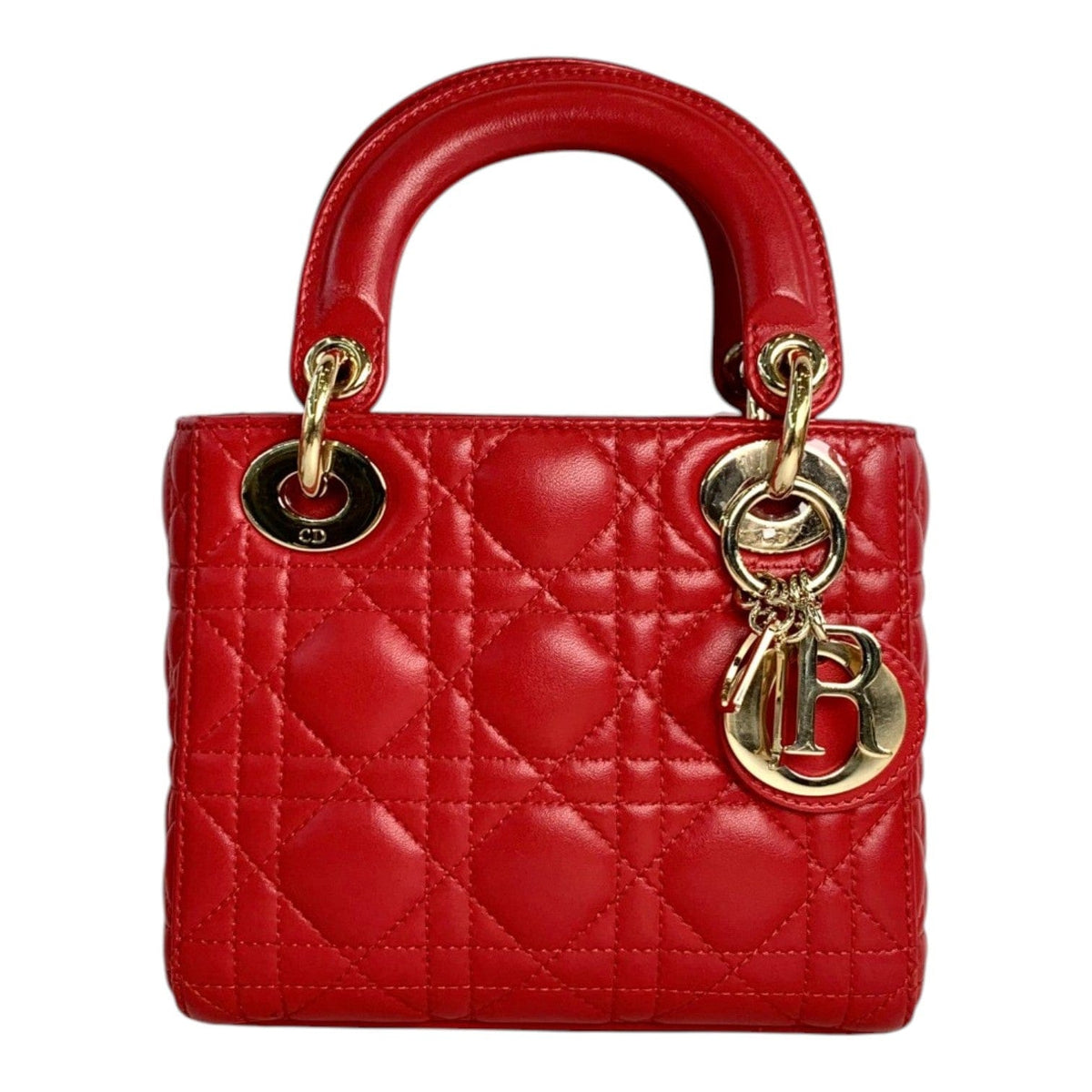 Dior Dior Red Mini Lady Dior Bag with Gold Hardware