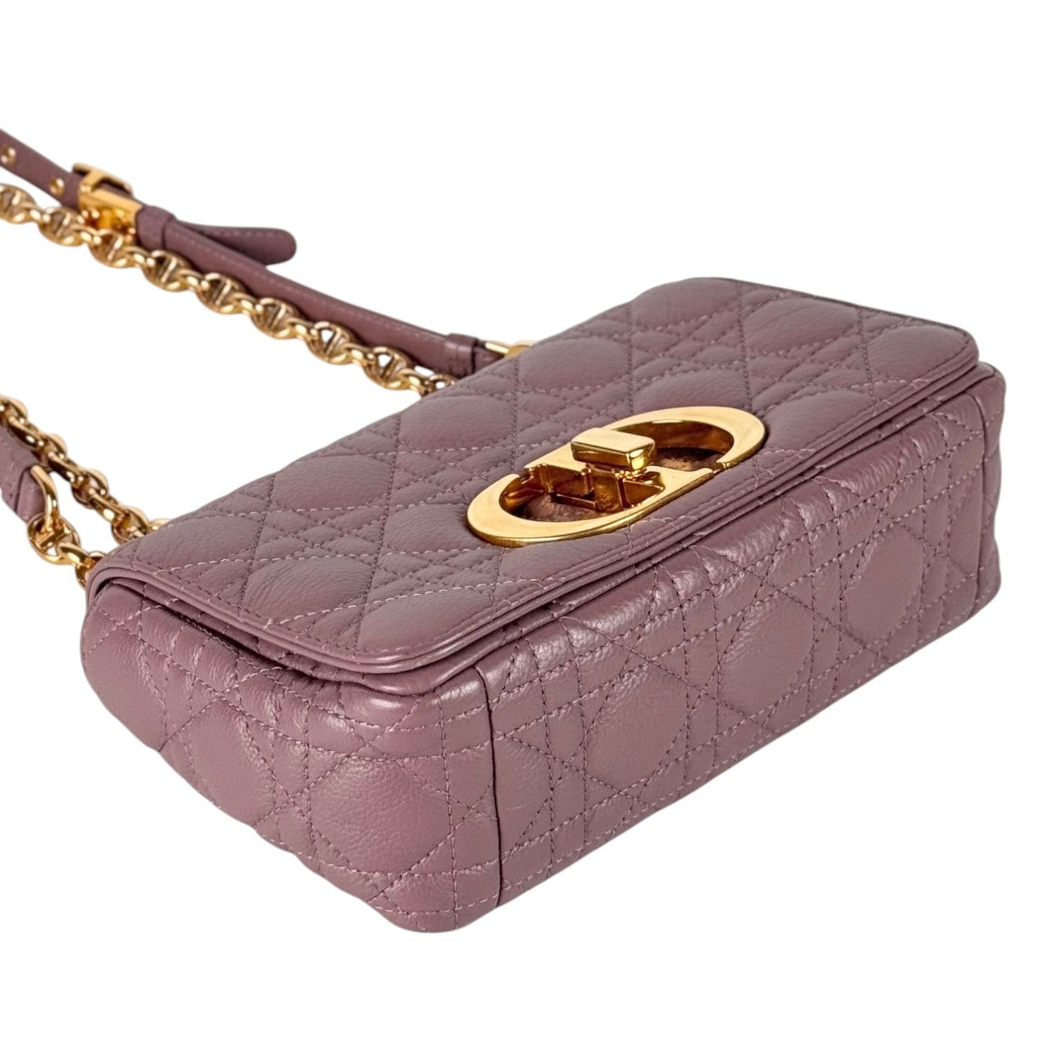 Dior Dior Small Purple/Pink Tone Caro Leather Bag with Chain Strap