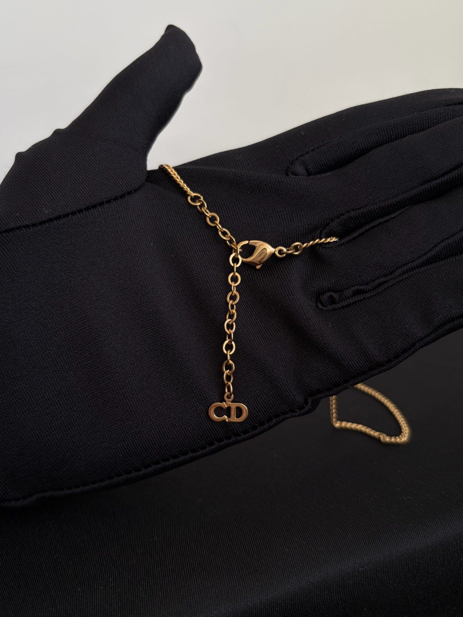 Dior Dior Gold Crystal Oval Logo Necklace