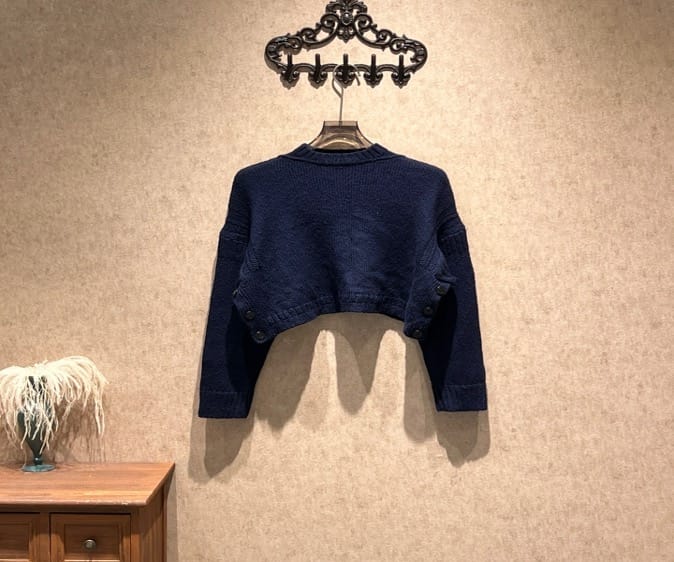 Dior Dior Midnight Blue Cropped Wool Knit Sweater / Size 34 / 99% New / 45893