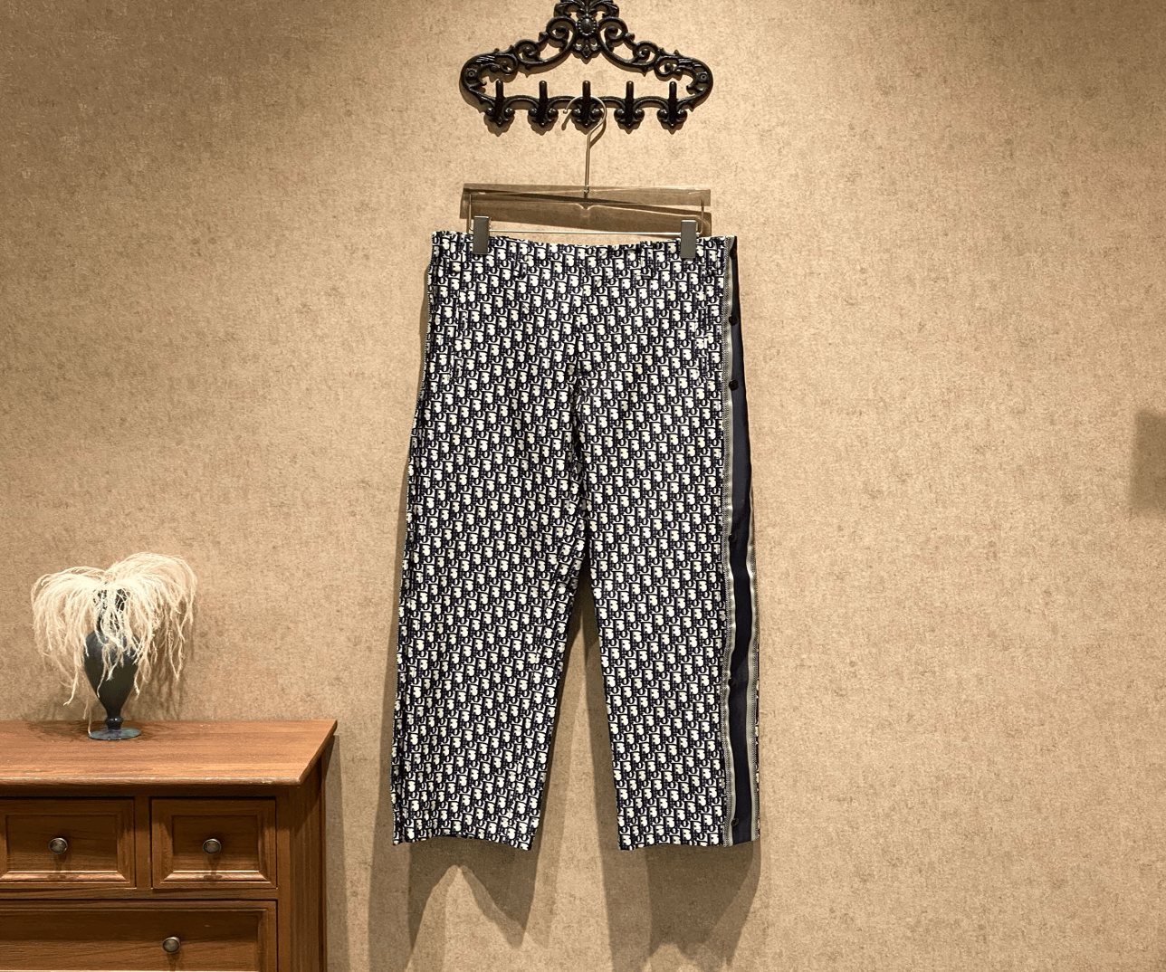 Dior Dior popular blue monogram trousers with all-over side button and slogan logo / Size 36 / Brand new with tags / 41878 SGC41878