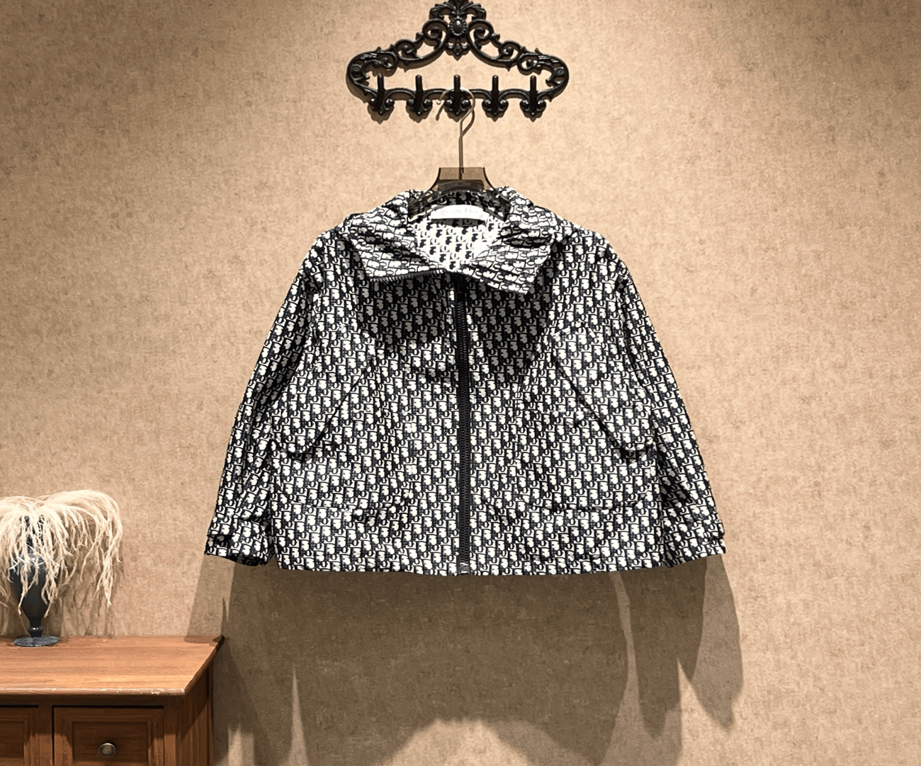 Dior Dior's popular blue monogram all-over print hooded windbreaker/size M/99% new/43093 SGC43093