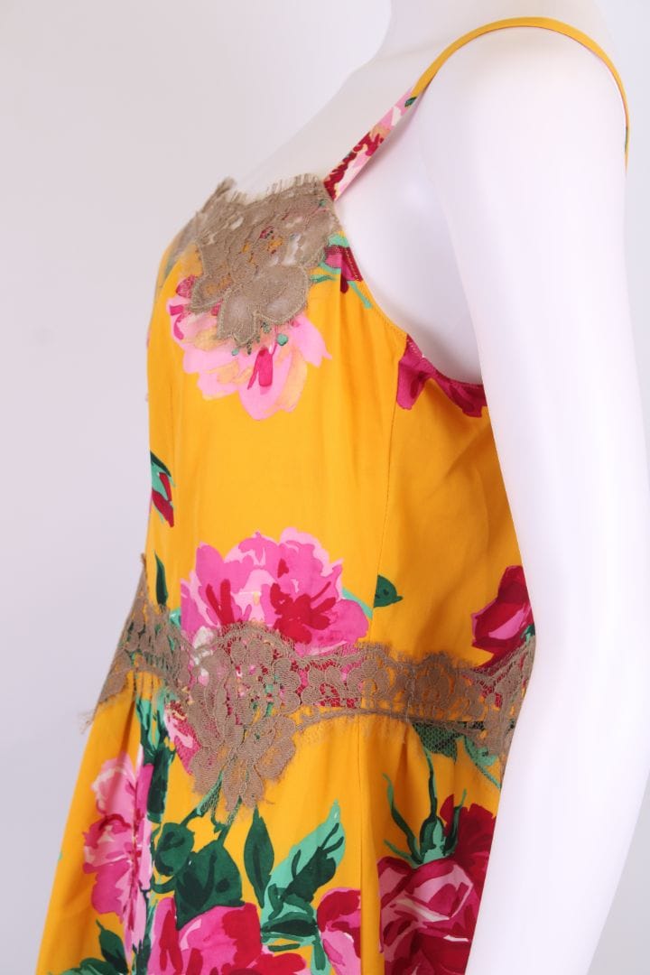 Dolce & Gabbana Dolce & Gabbana Floral Lace Trim Camisole Mustard/ Pink M