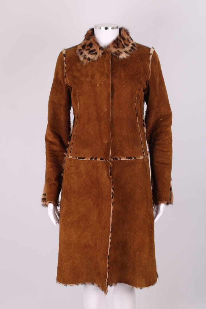 Dolce & Gabbana Dolce & Gabbana Leopard pony hair lining reversible coat brown suede 46