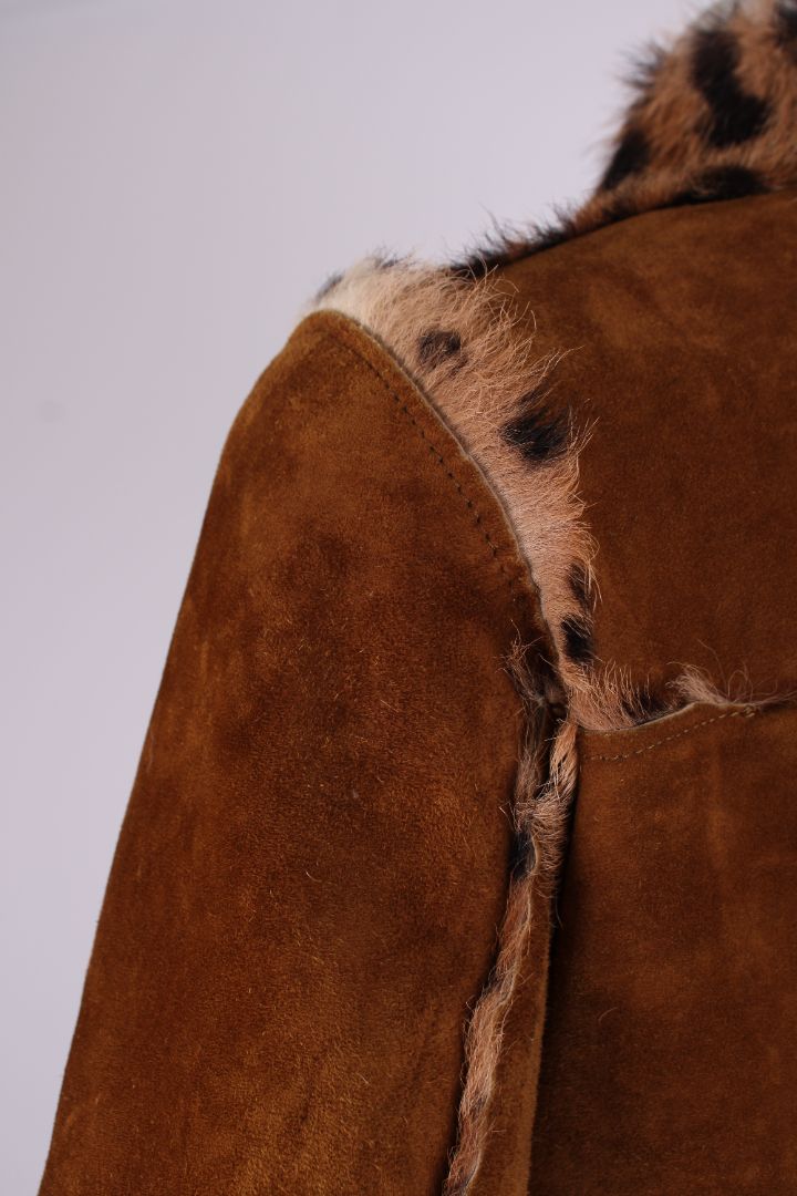 Dolce & Gabbana Dolce & Gabbana Leopard pony hair lining reversible coat brown suede 46