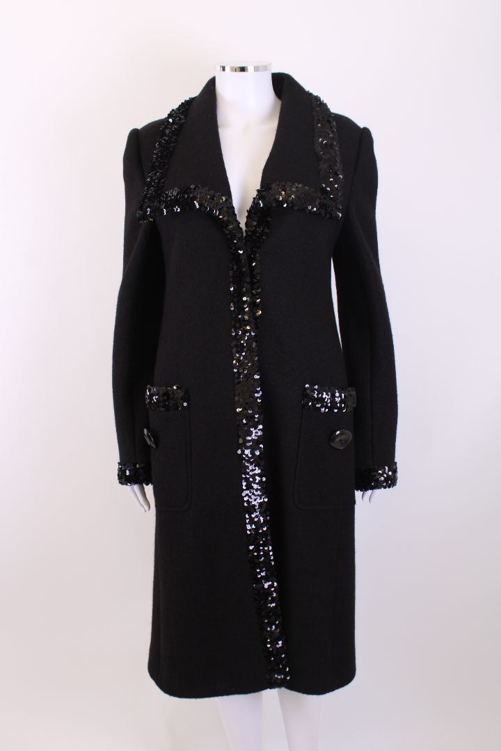 Dolce & Gabbana Dolce & Gabbana Sequin Trim Coat Black 12