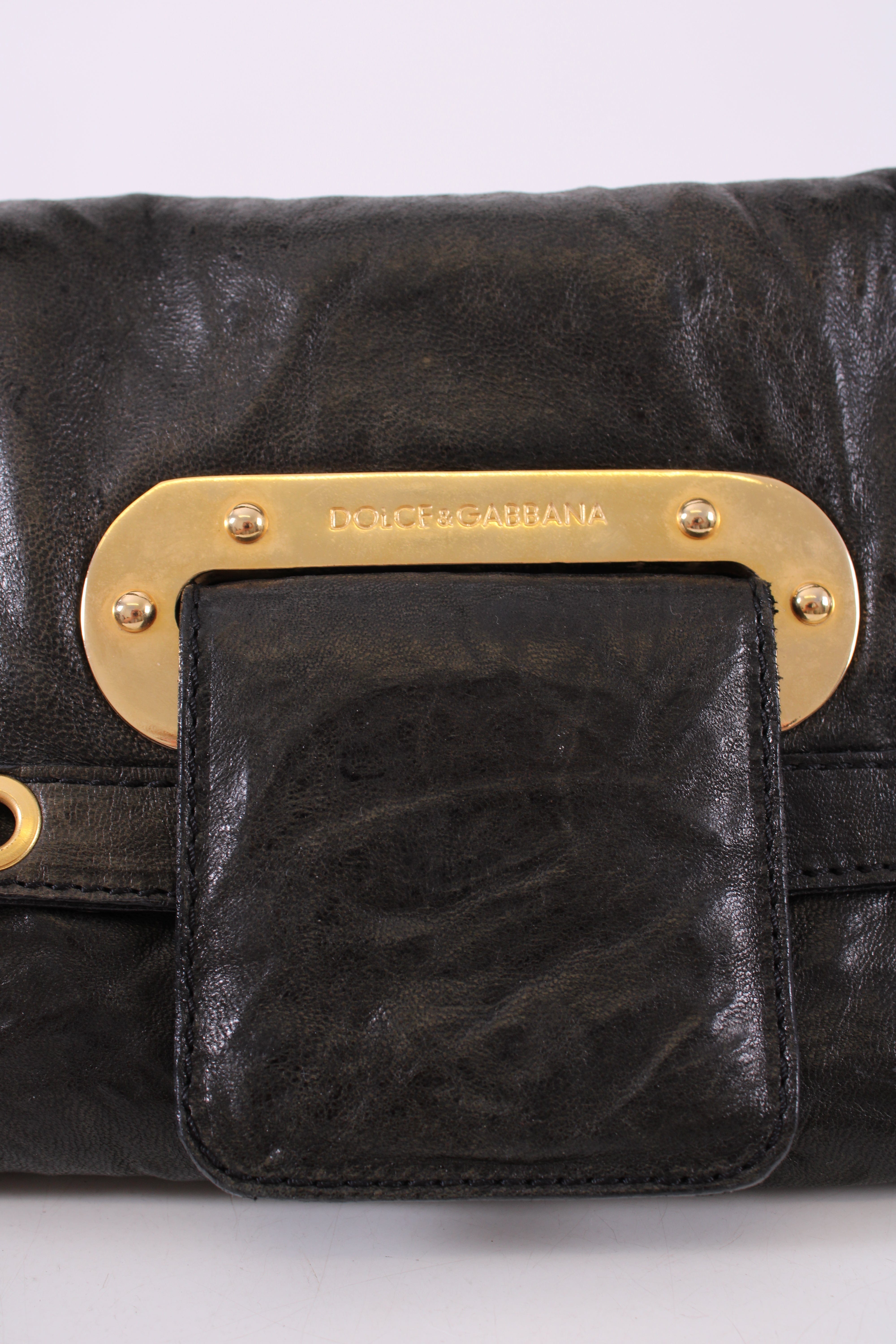 Dolce & Gabbana Dolce & Gabbana Leather shoulder bag gold detailing Black Small