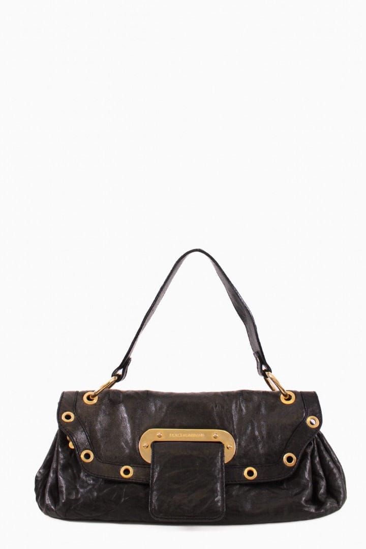 Dolce & Gabbana Dolce & Gabbana Leather shoulder bag gold detailing Black Small