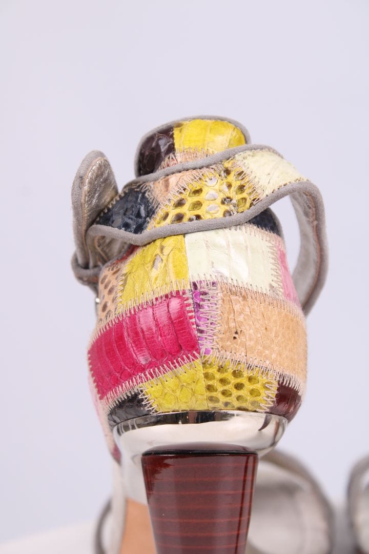 Dolce & Gabbana Dolce & Gabbana Patch work velvet sandal heels Grey/multicoloured 39.5