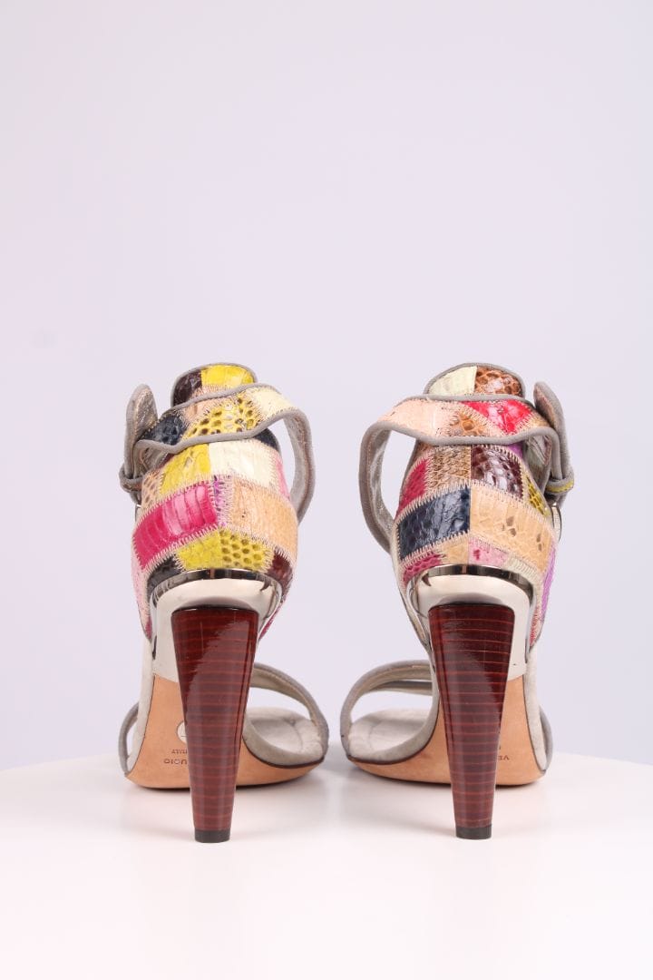 Dolce & Gabbana Dolce & Gabbana Patch work velvet sandal heels Grey/multicoloured 39.5