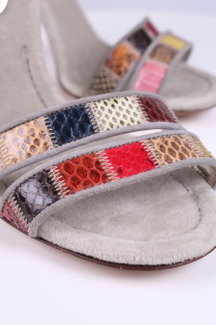 Dolce & Gabbana Dolce & Gabbana Patch work velvet sandal heels Grey/multicoloured 39.5