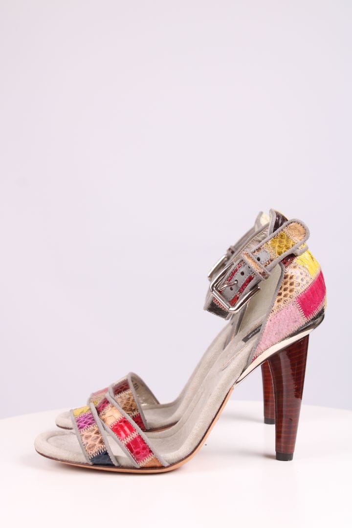 Dolce & Gabbana Dolce & Gabbana Patch work velvet sandal heels Grey/multicoloured 39.5