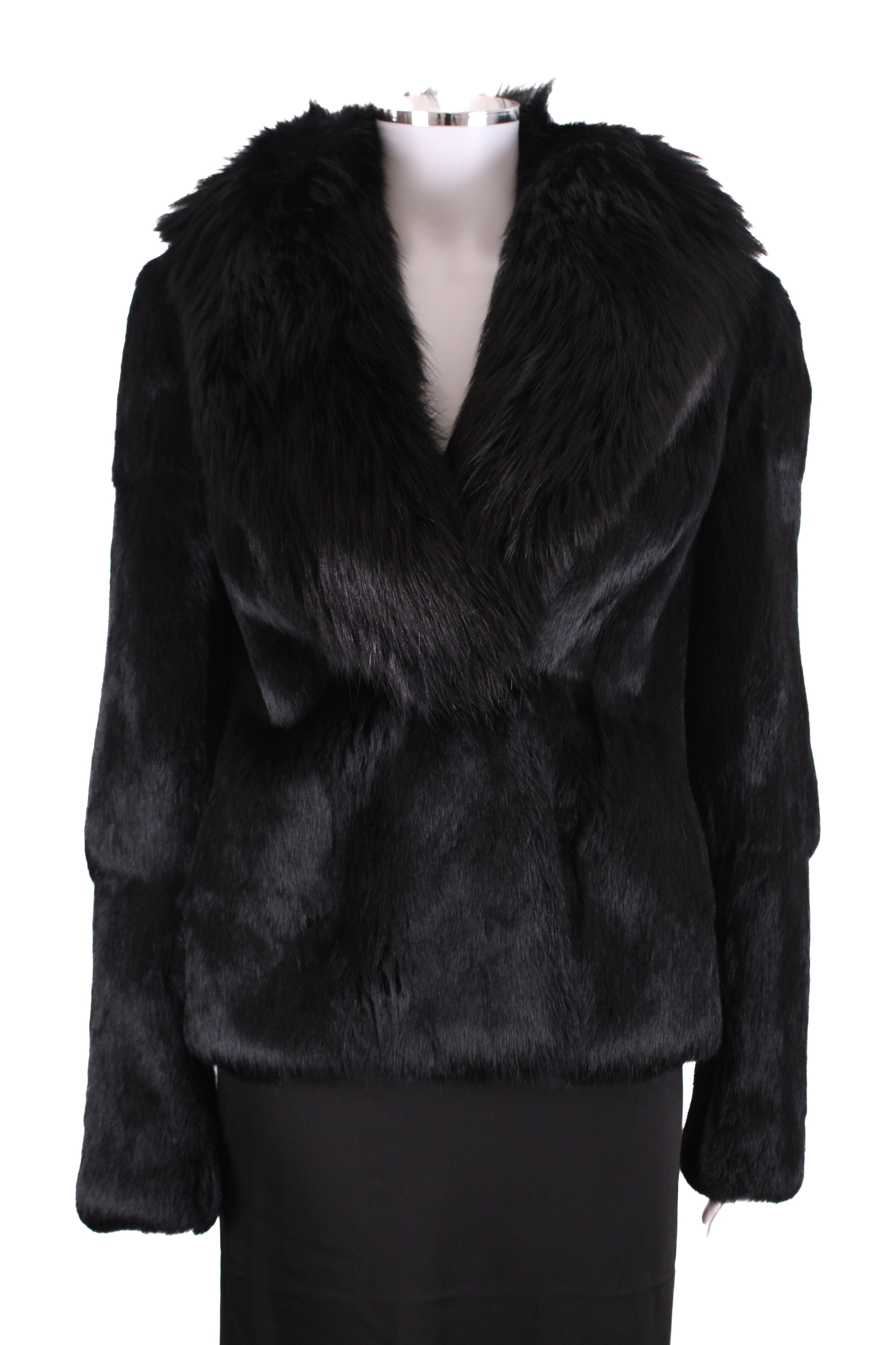 Dolce & Gabbana Dolce & Gabbana Rabbit and fox fur crop jacket Black S